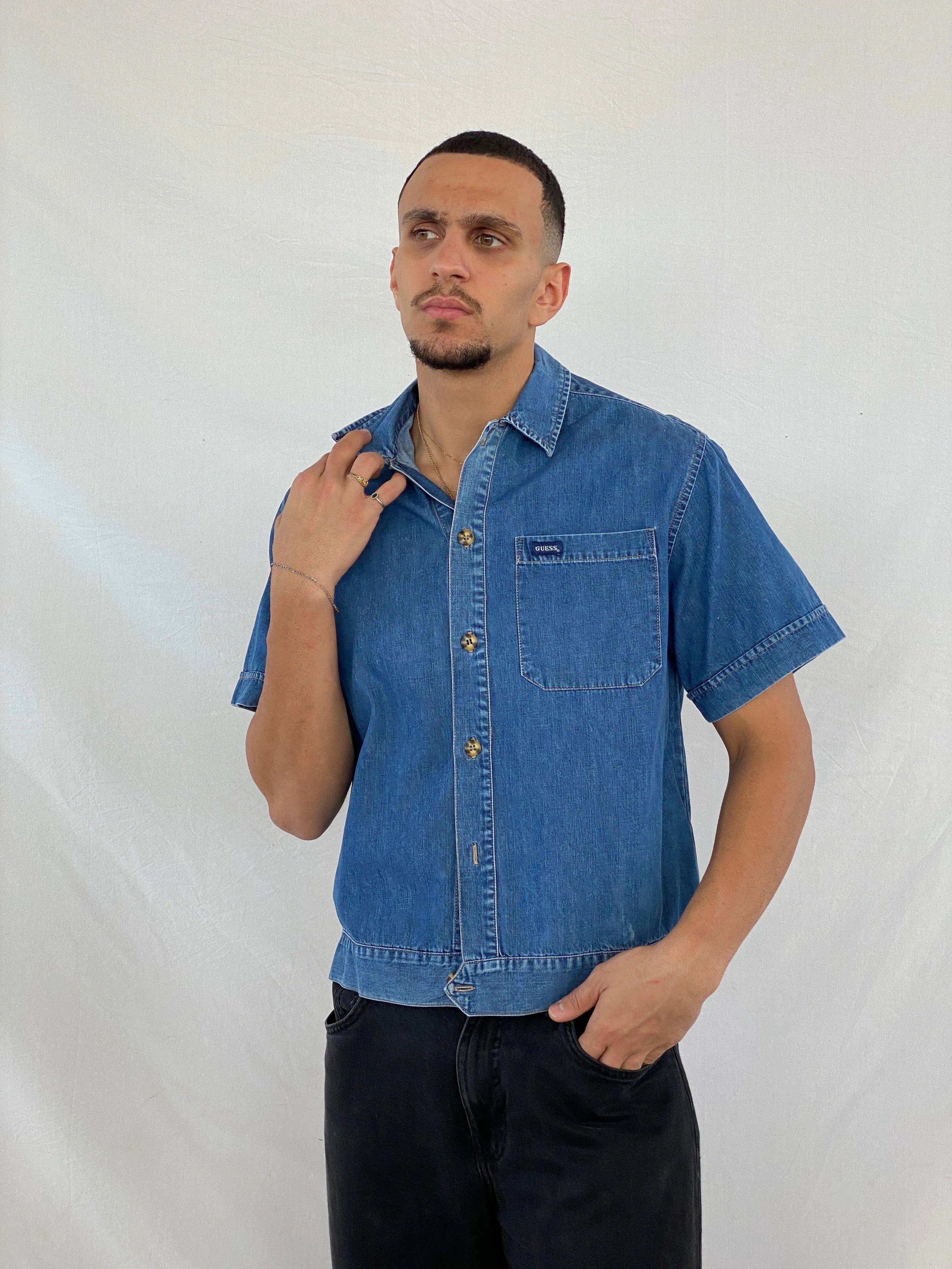 Vintage 90s Guess Jeans Half-Sleeve Denim Shirt - Balagan Vintage Half Sleeve Shirt 90s, Abdullah, guess