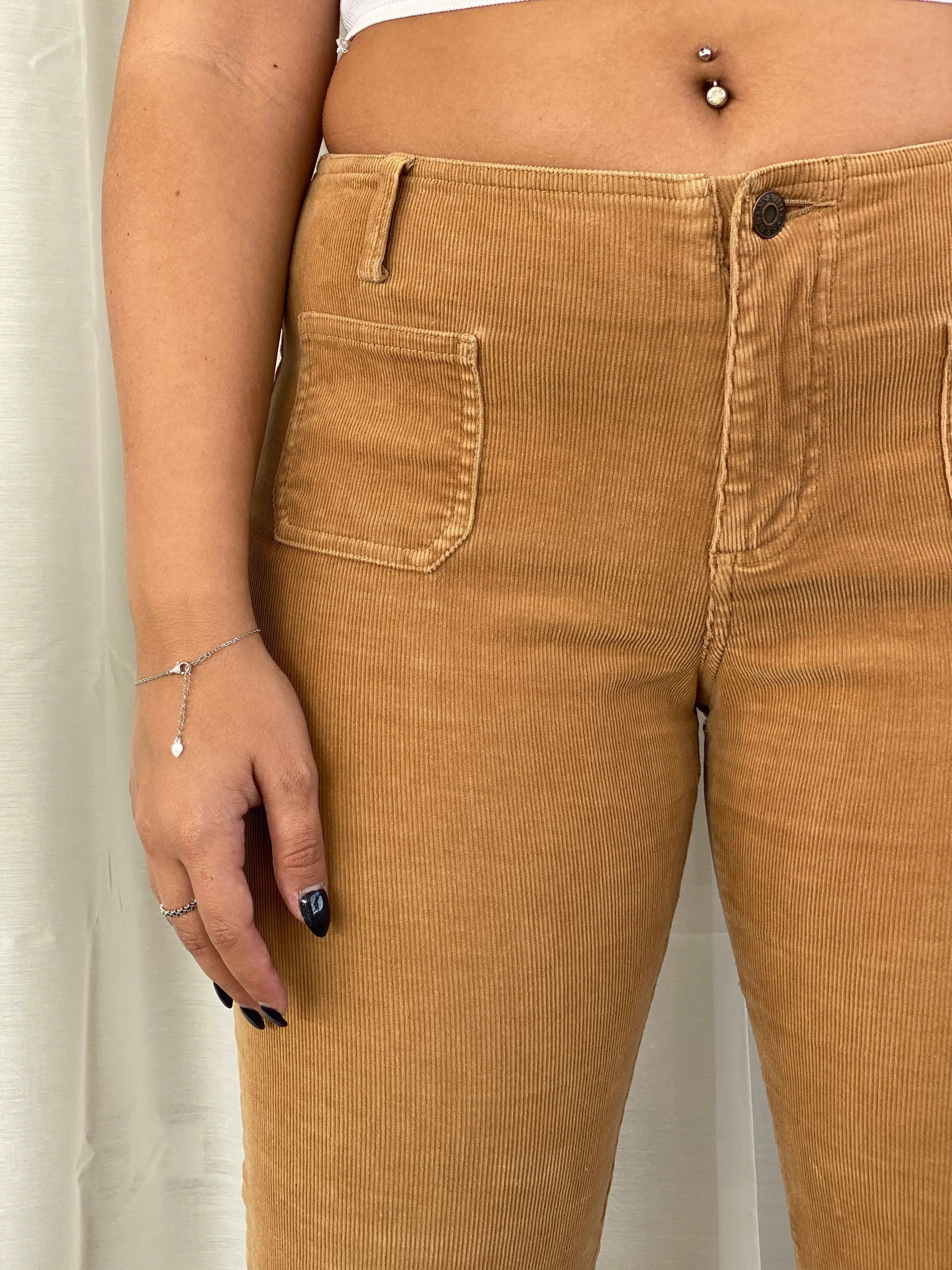 Vintage 90s Guess Jeans Stretch Brown Corduroy Mid Rise Flare Pants - L - Balagan Vintage Corduroy Pants corduroy, corduroy pants, Dina, guess, guess jeans