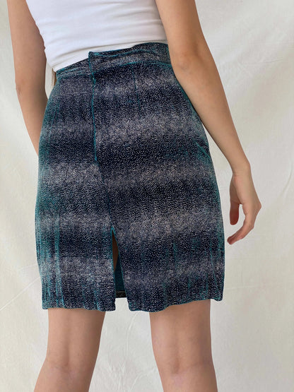 Vintage 90s Handmade Shimmery Turquoise Velvet Party Skirt - S - Balagan Vintage Midi Skirt 00s, Deals, midi skirt, Mira, women skirt
