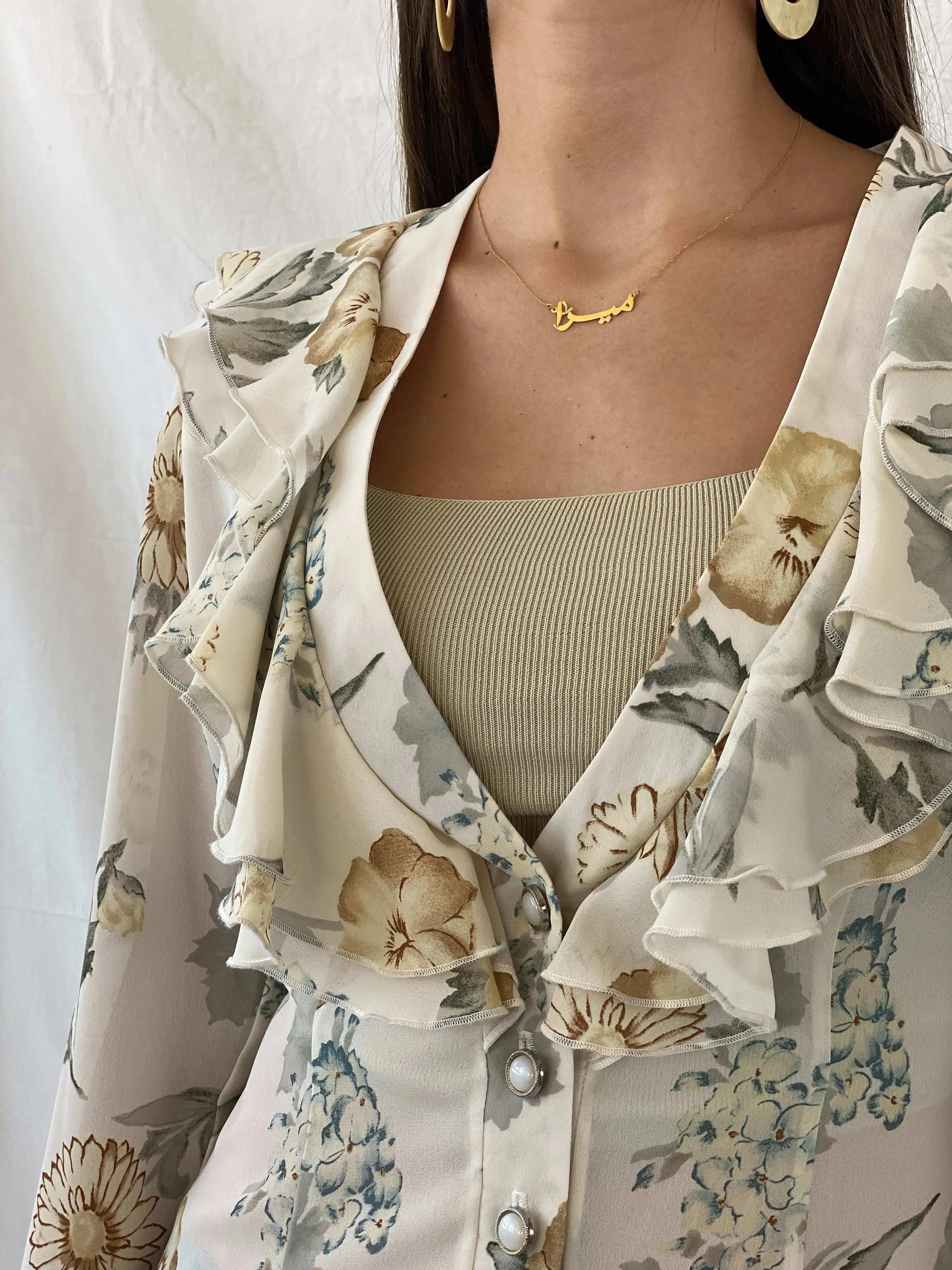 Vintage 90s Hanny London Semi Sheer Floral Cardigan with Ruffled Collar - L - Balagan Vintage Cardigan 00s, 90s, Mira, Office core, women top
