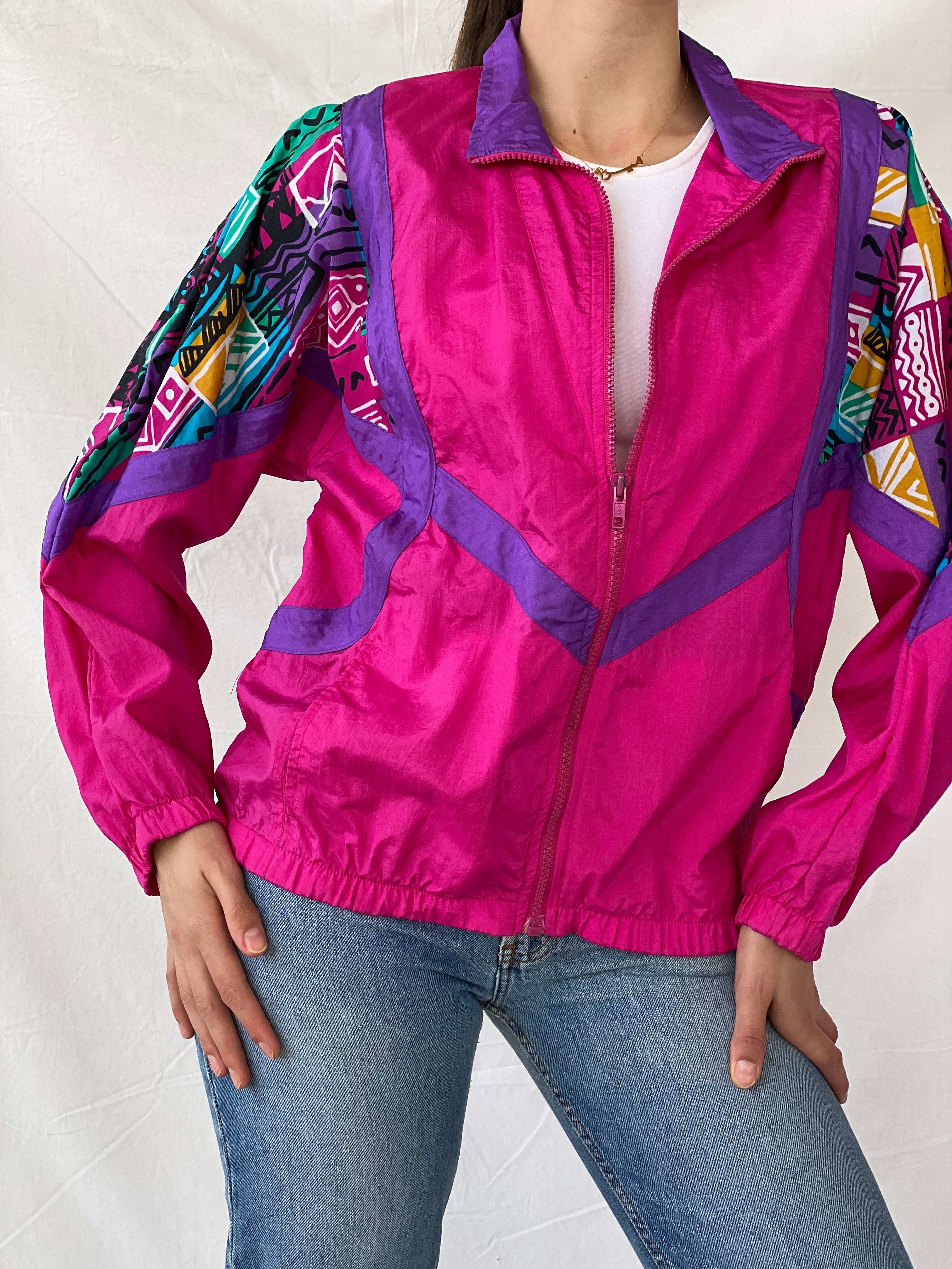 Vintage 90s Healthy Attitude Pink Windbreaker Jacket - M - Balagan Vintage Windbreaker Jacket 00s, Mira, vintage, vintage windbreaker, windbreaker, windbreaker jacket, winter, women