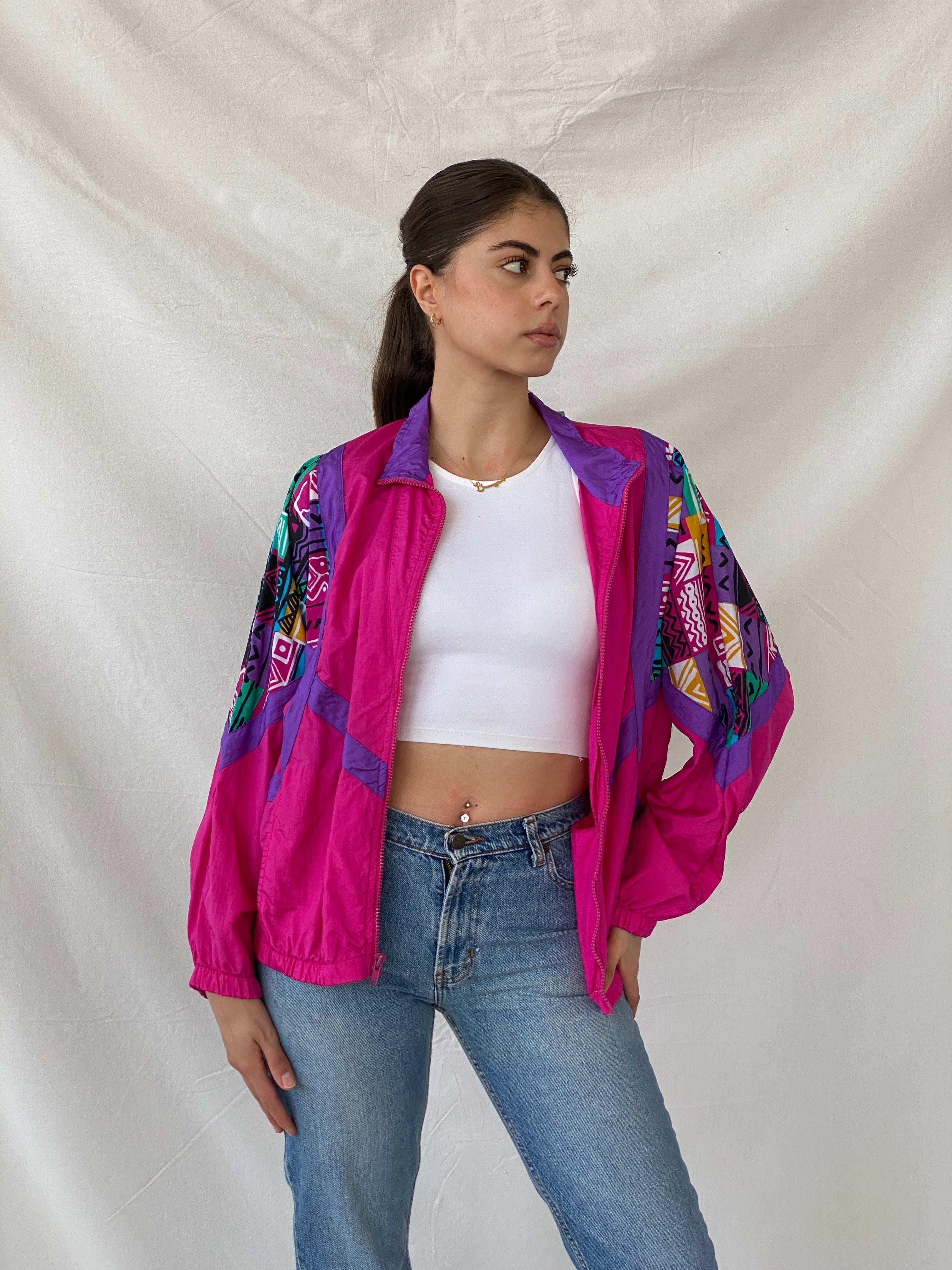 Vintage 90s Healthy Attitude Pink Windbreaker Jacket - M - Balagan Vintage Windbreaker Jacket 00s, Mira, vintage, vintage windbreaker, windbreaker, windbreaker jacket, winter, women