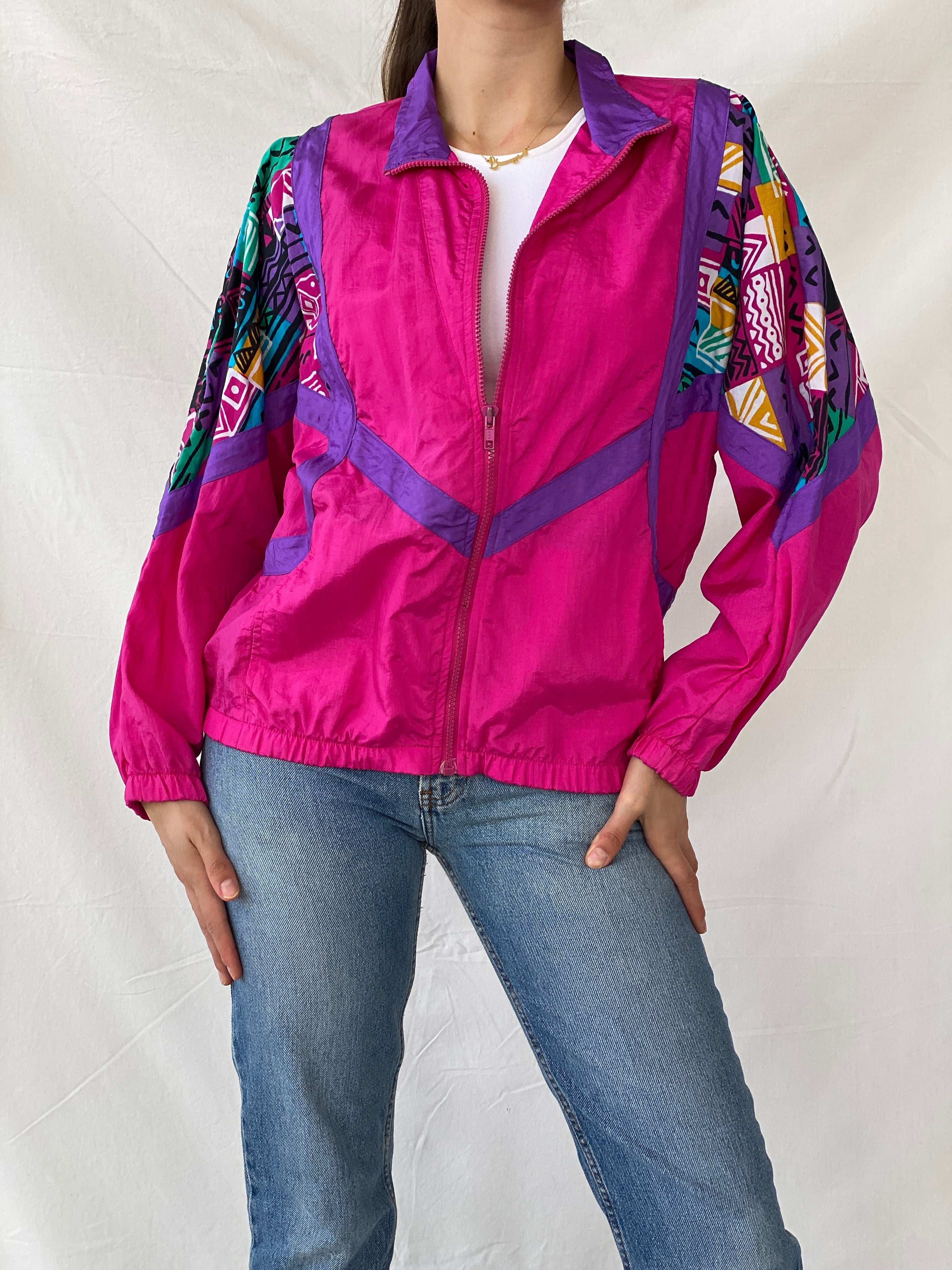 Vintage 90s Healthy Attitude Pink Windbreaker Jacket - M - Balagan Vintage Windbreaker Jacket 00s, Mira, vintage, vintage windbreaker, windbreaker, windbreaker jacket, winter, women