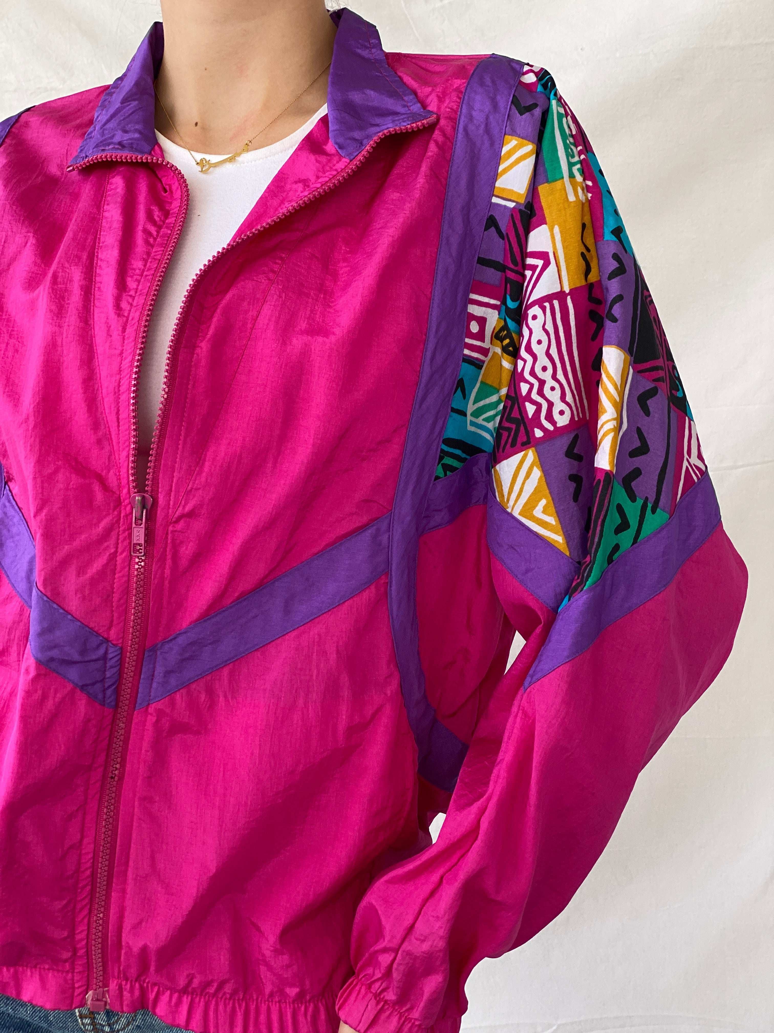 Vintage 90s Healthy Attitude Pink Windbreaker Jacket - M - Balagan Vintage Windbreaker Jacket 00s, Mira, vintage, vintage windbreaker, windbreaker, windbreaker jacket, winter, women