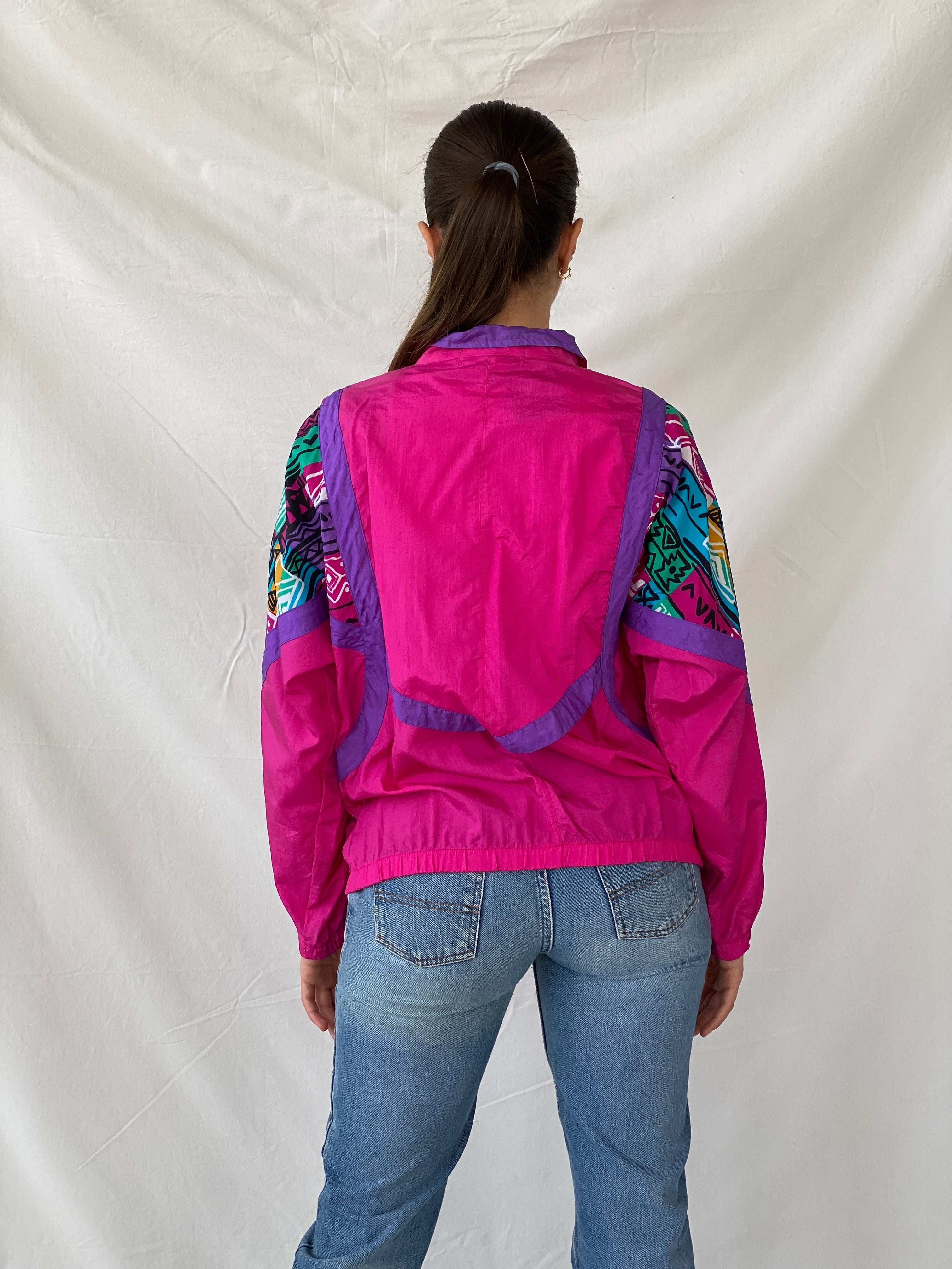 Vintage 90s Healthy Attitude Pink Windbreaker Jacket - M - Balagan Vintage Windbreaker Jacket 00s, Mira, vintage, vintage windbreaker, windbreaker, windbreaker jacket, winter, women