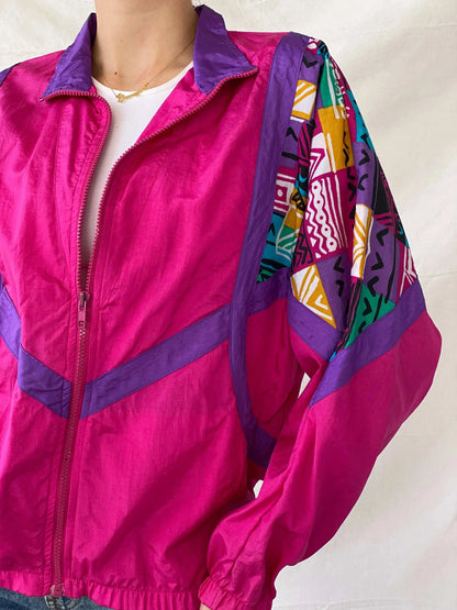 Vintage 90s Healthy Attitude Pink Windbreaker Jacket - M - Balagan Vintage Windbreaker Jacket 00s, Coats&Jackets, Mira, vintage, vintage windbreaker, windbreaker, windbreaker jacket, winter, women, Women's Windbreaker Jackets