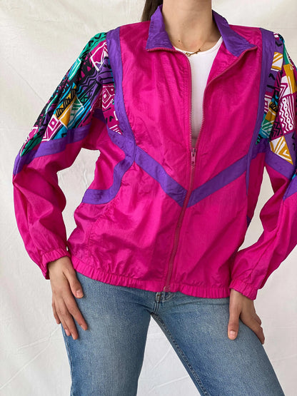 Vintage 90s Healthy Attitude Pink Windbreaker Jacket - M - Balagan Vintage Windbreaker Jacket 00s, Coats&Jackets, Mira, vintage, vintage windbreaker, windbreaker, windbreaker jacket, winter, women, Women's Windbreaker Jackets