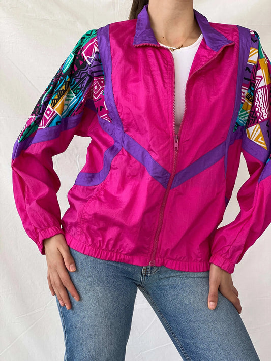 Vintage 90s Healthy Attitude Pink Windbreaker Jacket - M - Balagan Vintage Windbreaker Jacket 00s, Coats&Jackets, Mira, vintage, vintage windbreaker, windbreaker, windbreaker jacket, winter, women, Women's Windbreaker Jackets