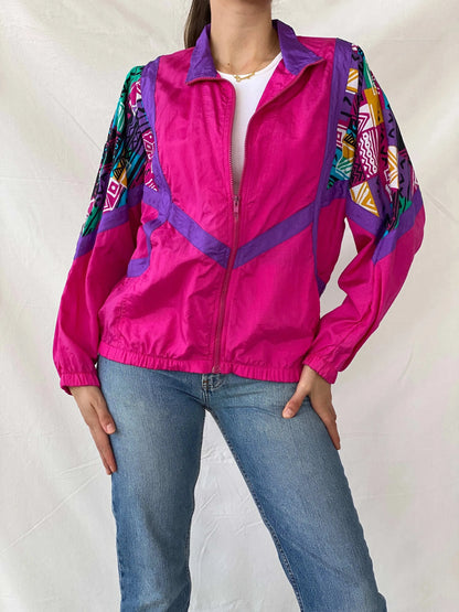 Vintage 90s Healthy Attitude Pink Windbreaker Jacket - M - Balagan Vintage Windbreaker Jacket 00s, Coats&Jackets, Mira, vintage, vintage windbreaker, windbreaker, windbreaker jacket, winter, women, Women's Windbreaker Jackets