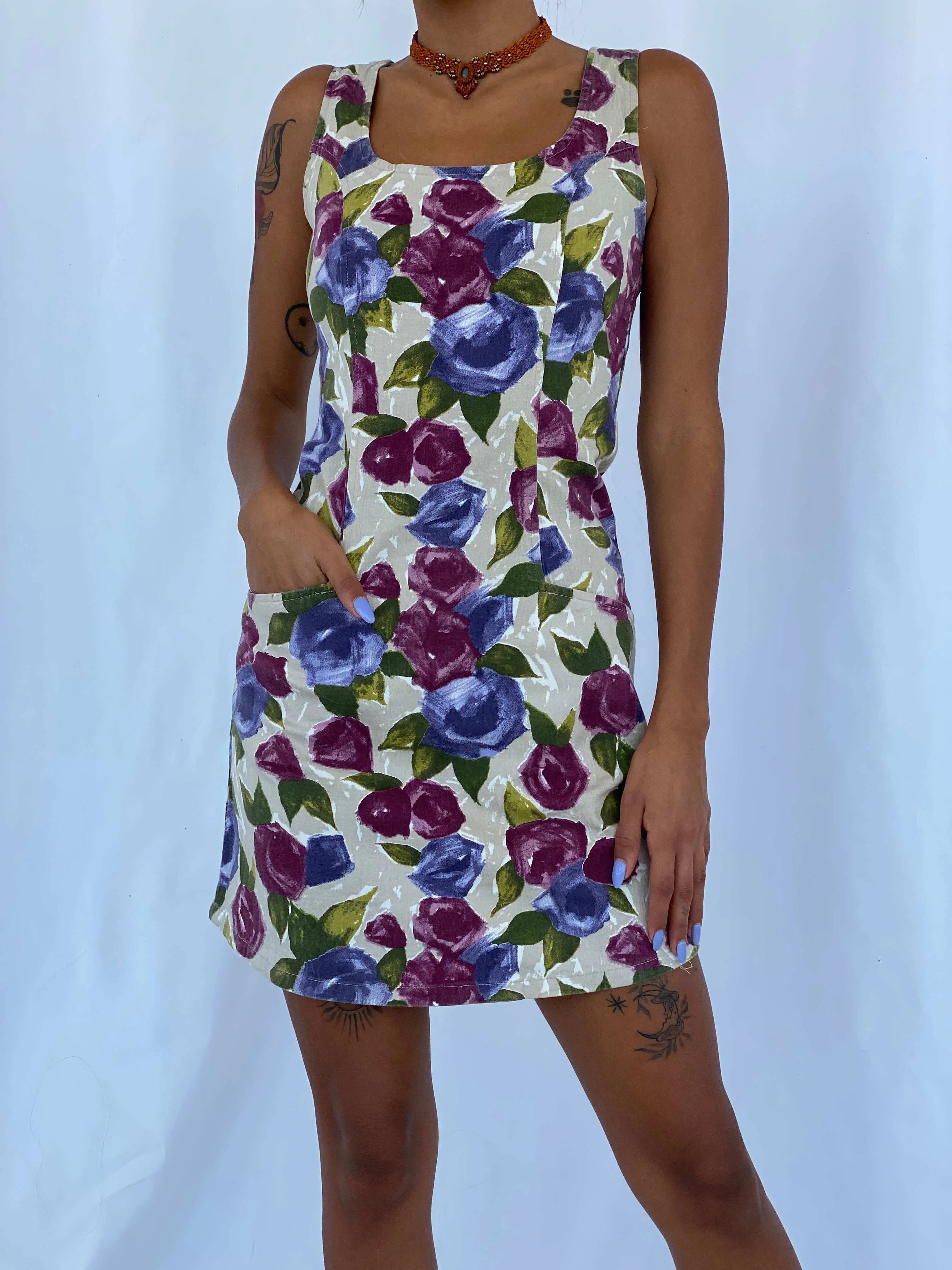 Vintage 90s Hennes Collection Floral Mini Dress - Size XS - Balagan Vintage Mini Dress 00s, Mini Dress, Tojan