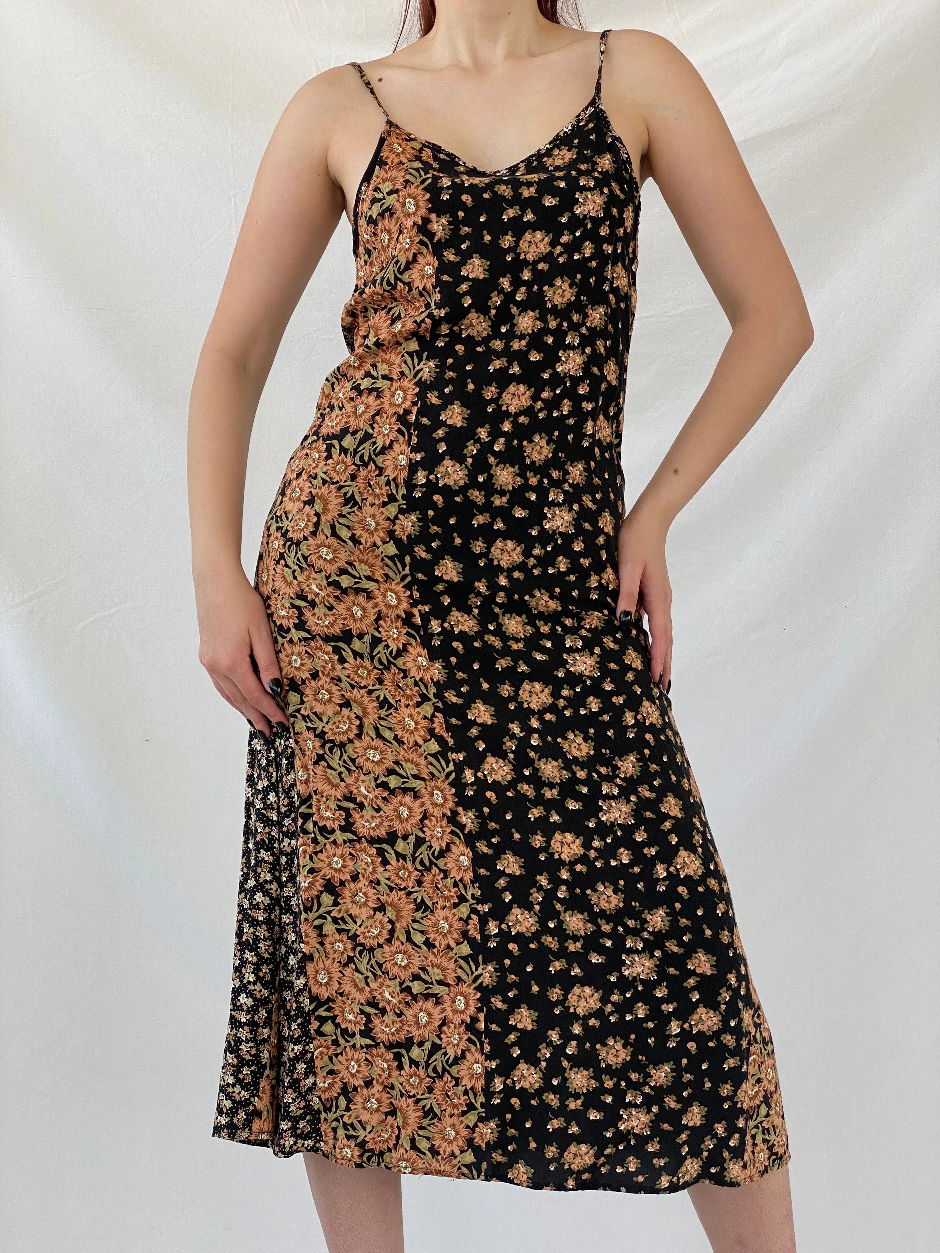 Vintage 90s High Maintenance Black Floral Spaghetti Strap Maxi Dress - M - Balagan Vintage Midi Dress Ayah, dress, floral, floral dress, maxi dress, mesh, NEW IN, shimmer