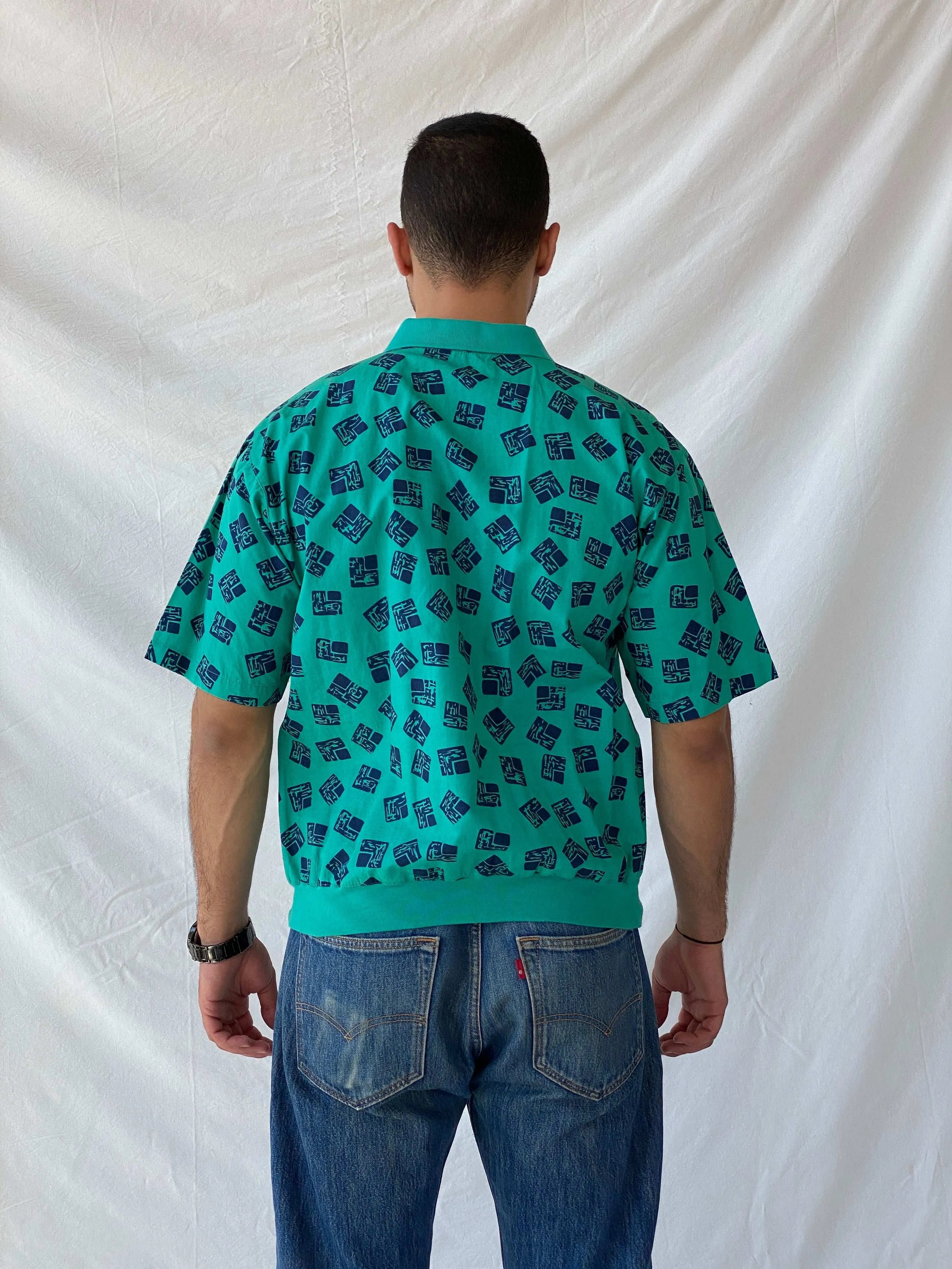 Vintage 90s IMPRINTS Men's Green Oversized Short-Sleeve Top - M - Balagan Vintage Half Sleeve Top 90s, graphic top, men top, Ramez