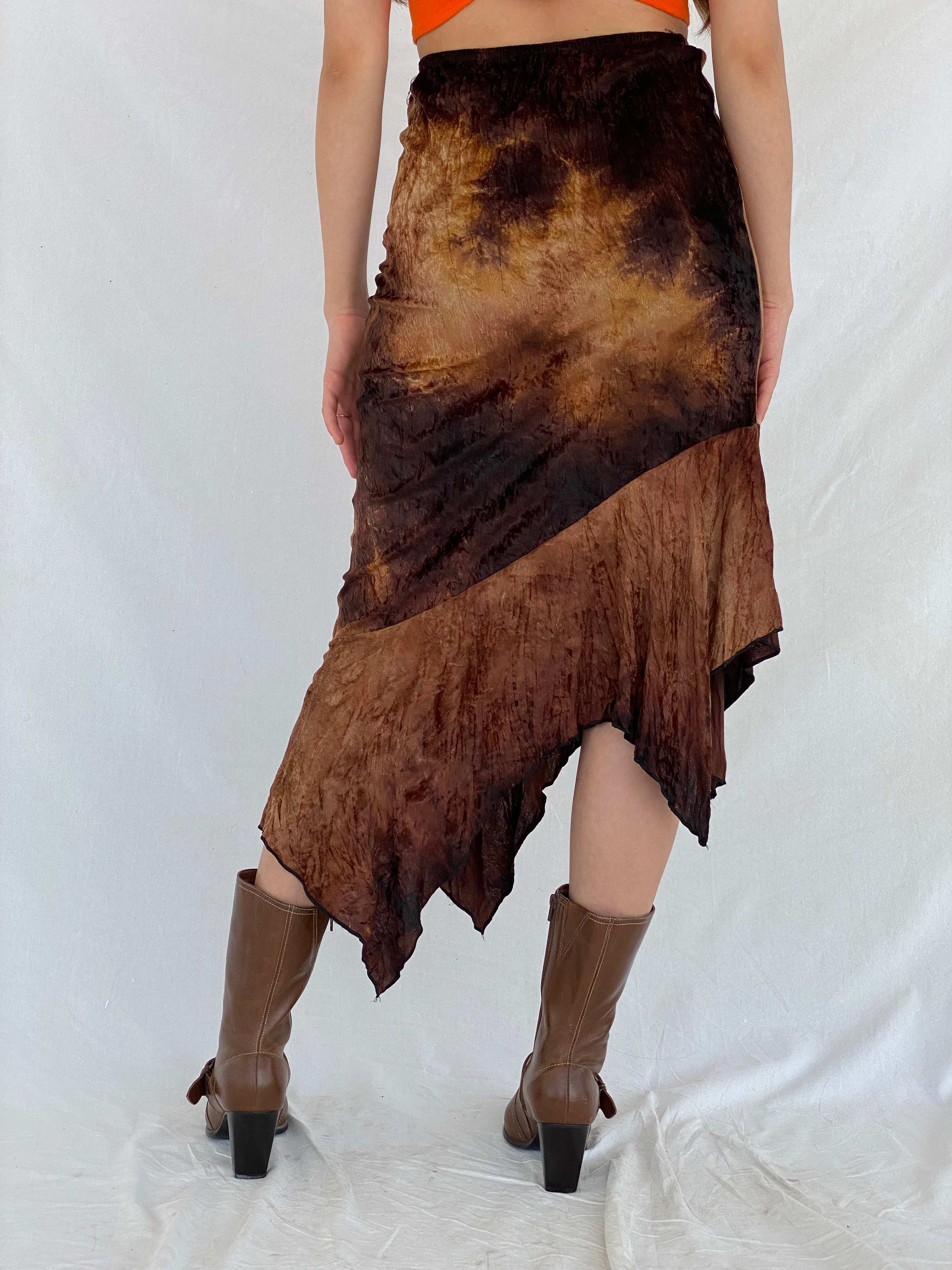 Vintage 90s Interphone Velvet Brown Midi Skirt - Balagan Vintage Midi Skirt 90s, midi skirt, Mira, skirt