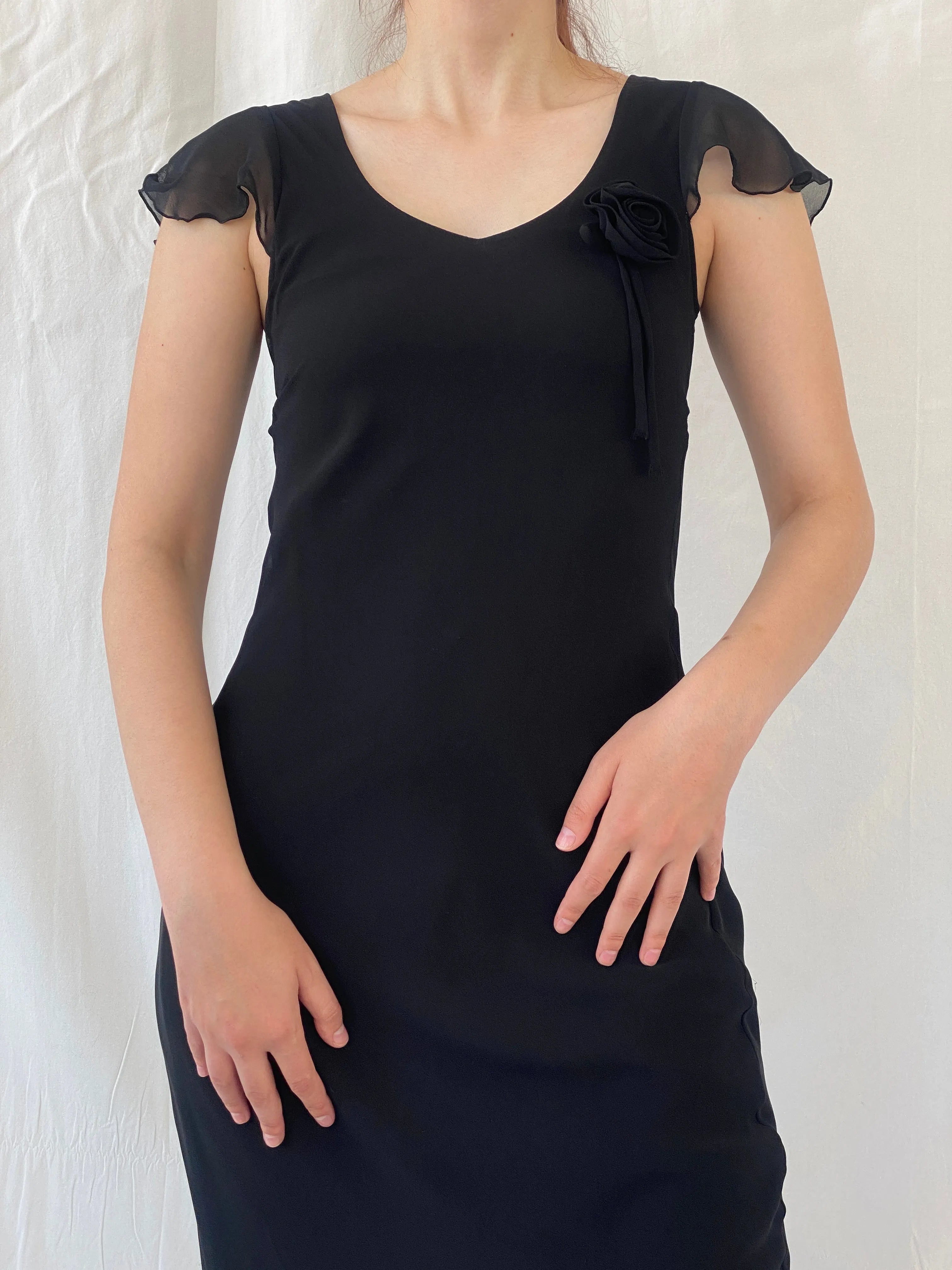 Vintage 90s Invait Romantic Black Sleeveless Midi Dress - S - Balagan Vintage Midi Dress 90s, Ayah, black dress, dress, midi dress, vintage dress, Wedding Guest