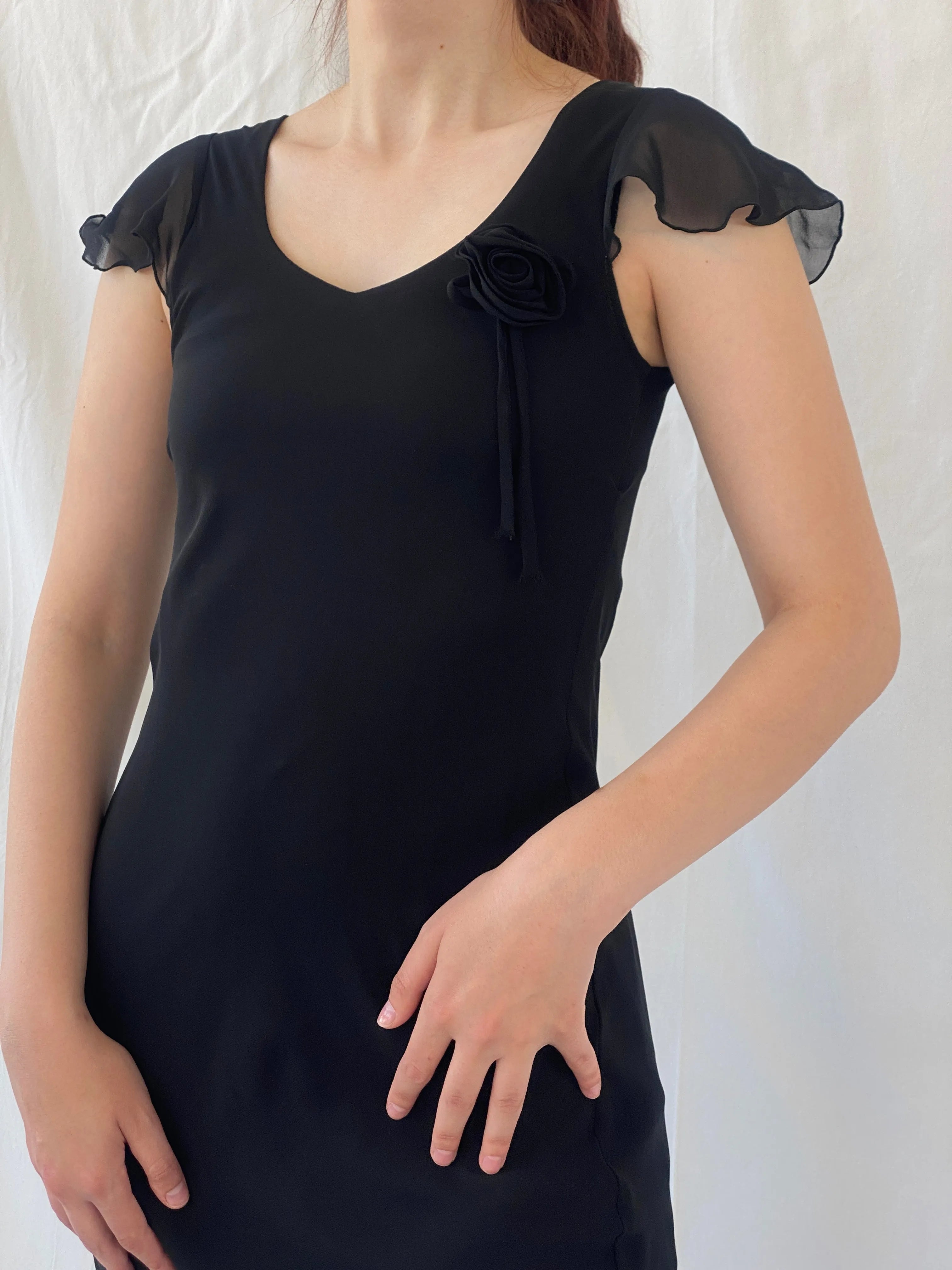Vintage 90s Invait Romantic Black Sleeveless Midi Dress - S - Balagan Vintage Midi Dress 90s, Ayah, black dress, dress, midi dress, vintage dress, Wedding Guest