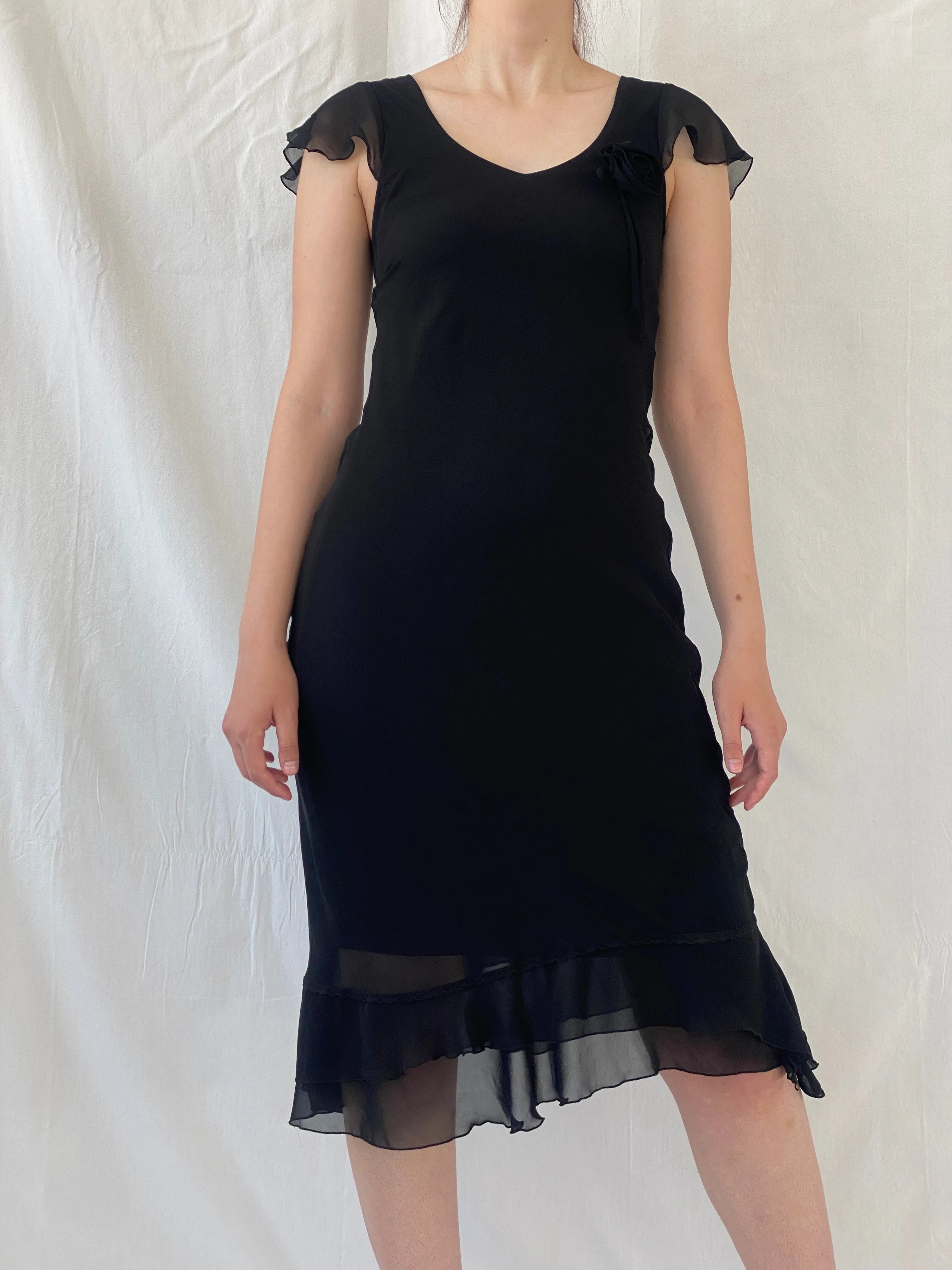 Vintage 90s Invait Romantic Black Sleeveless Midi Dress - S - Balagan Vintage Midi Dress 90s, Ayah, black dress, dress, midi dress, vintage dress, Wedding Guest