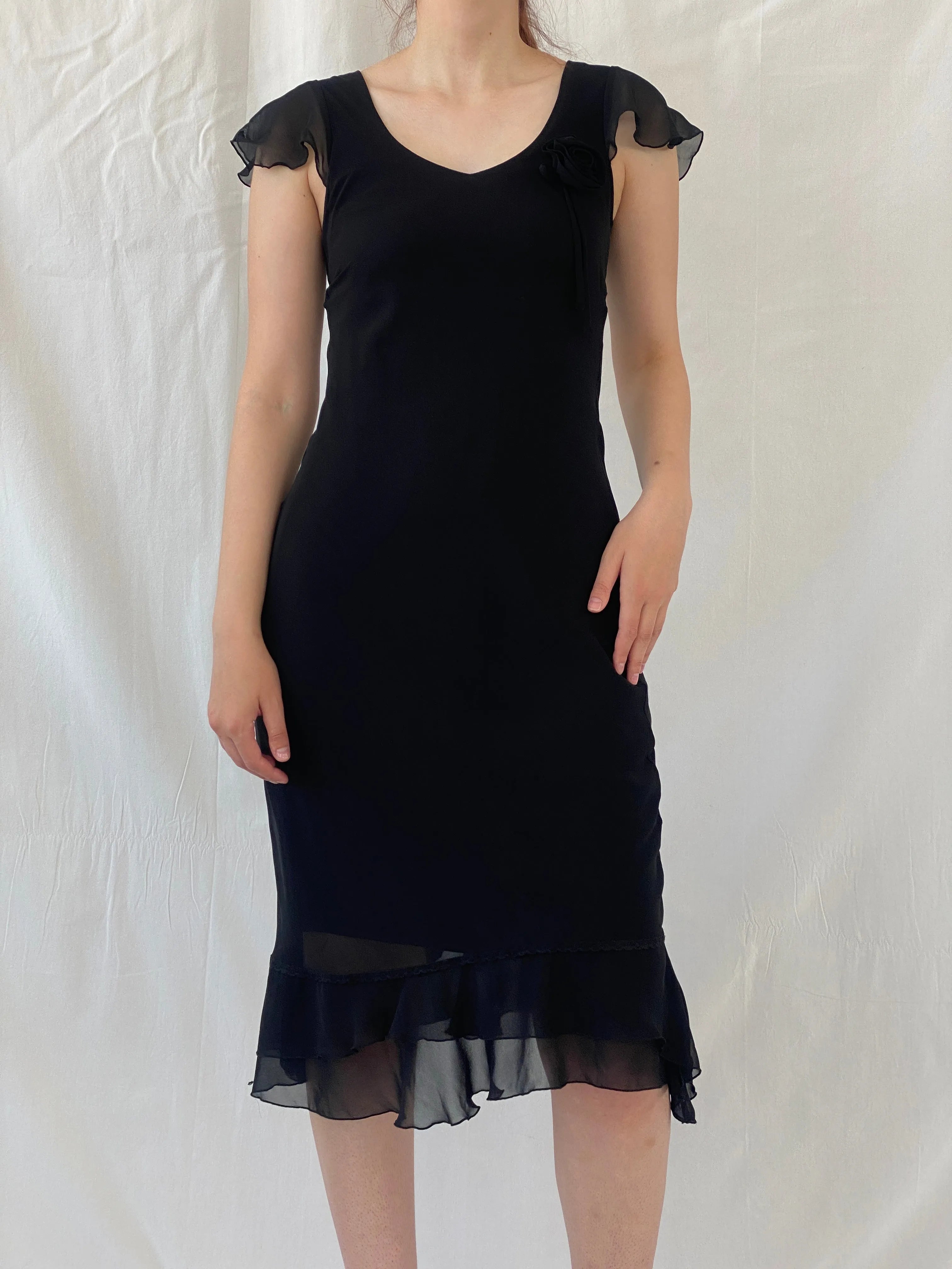 Vintage 90s Invait Romantic Black Sleeveless Midi Dress - S - Balagan Vintage Midi Dress 90s, Ayah, black dress, dress, midi dress, vintage dress, Wedding Guest