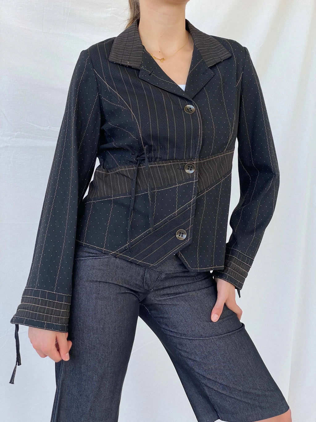 Vintage 90s Jacqueline Riu Whimsy Black Structured Light Jacket ...