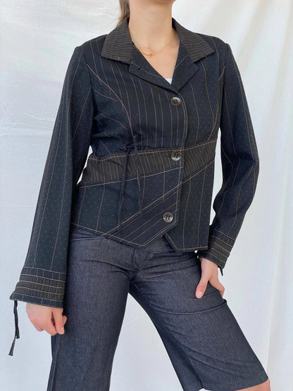 Vintage 90s Jacqueline Riu Whimsy Black Structured Light Jacket - M - Balagan Vintage Blazer 00s, blazer, full sleeve blazer, Mira