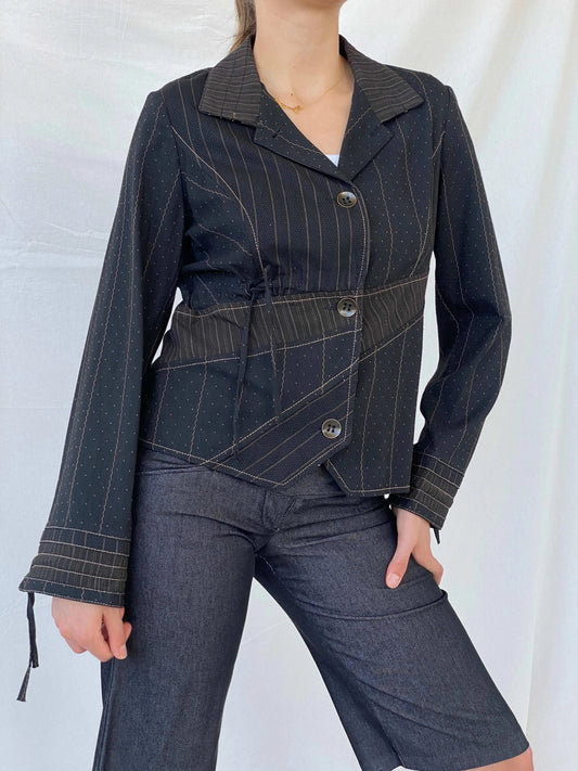 Vintage 90s Jacqueline Riu Whimsy Black Structured Light Jacket - M - Balagan Vintage Blazer 00s, blazer, full sleeve blazer, Mira