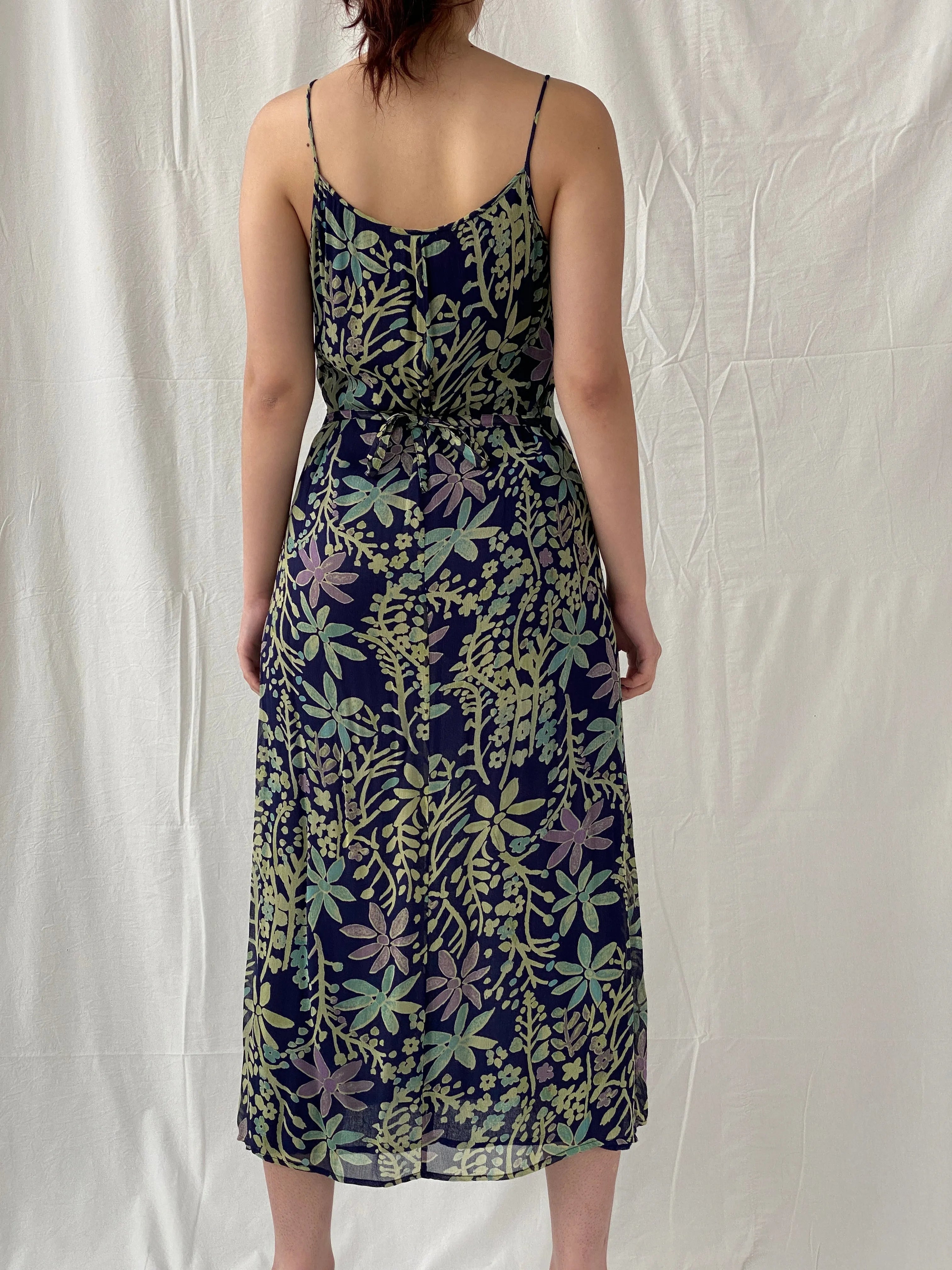 Vintage 90s Kusht Too Floral Navy Spaghetti Strap Slip Maxi Dress - M - Balagan Vintage Maxi Dress Ayah, dress, floral, floral dress, maxi dress