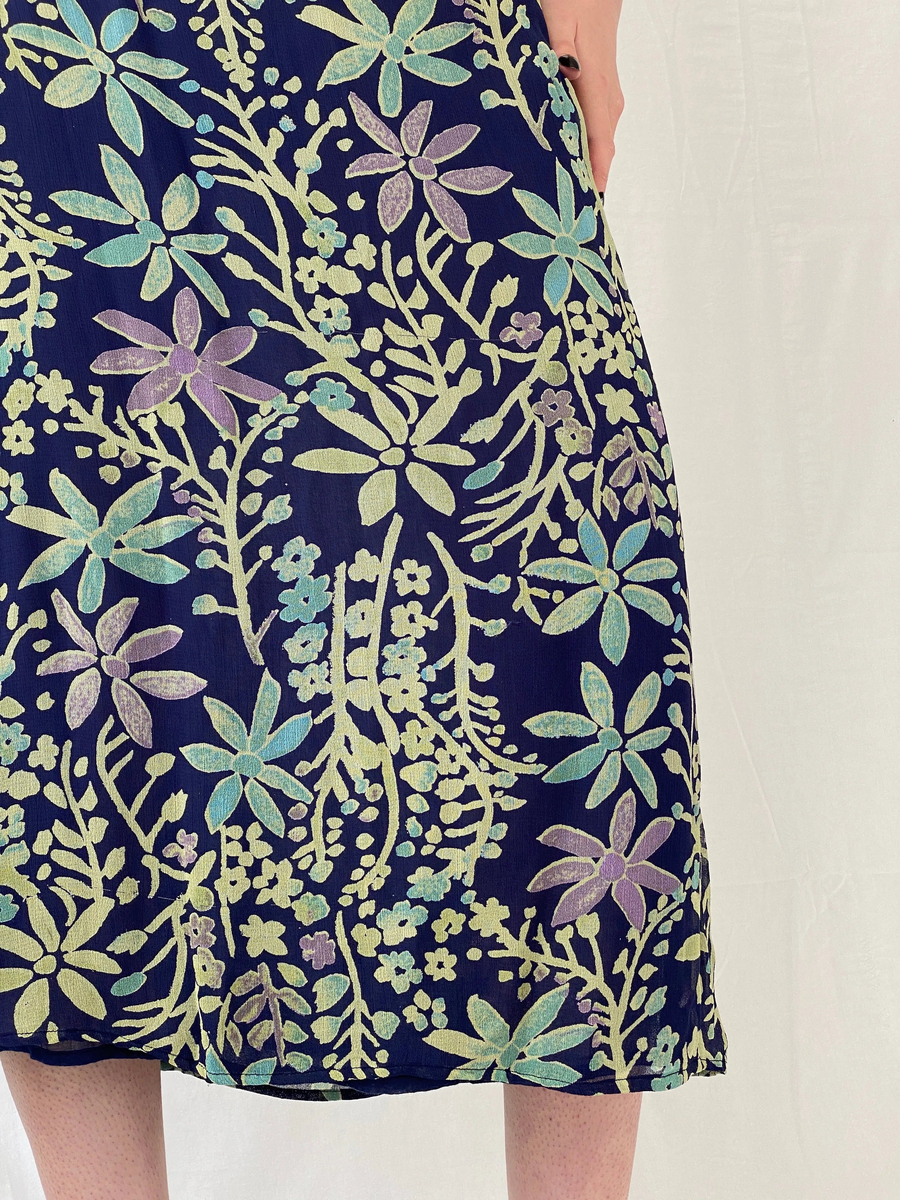 Vintage 90s Kusht Too Floral Navy Spaghetti Strap Slip Maxi Dress - M - Balagan Vintage Maxi Dress Ayah, dress, floral, floral dress, maxi dress