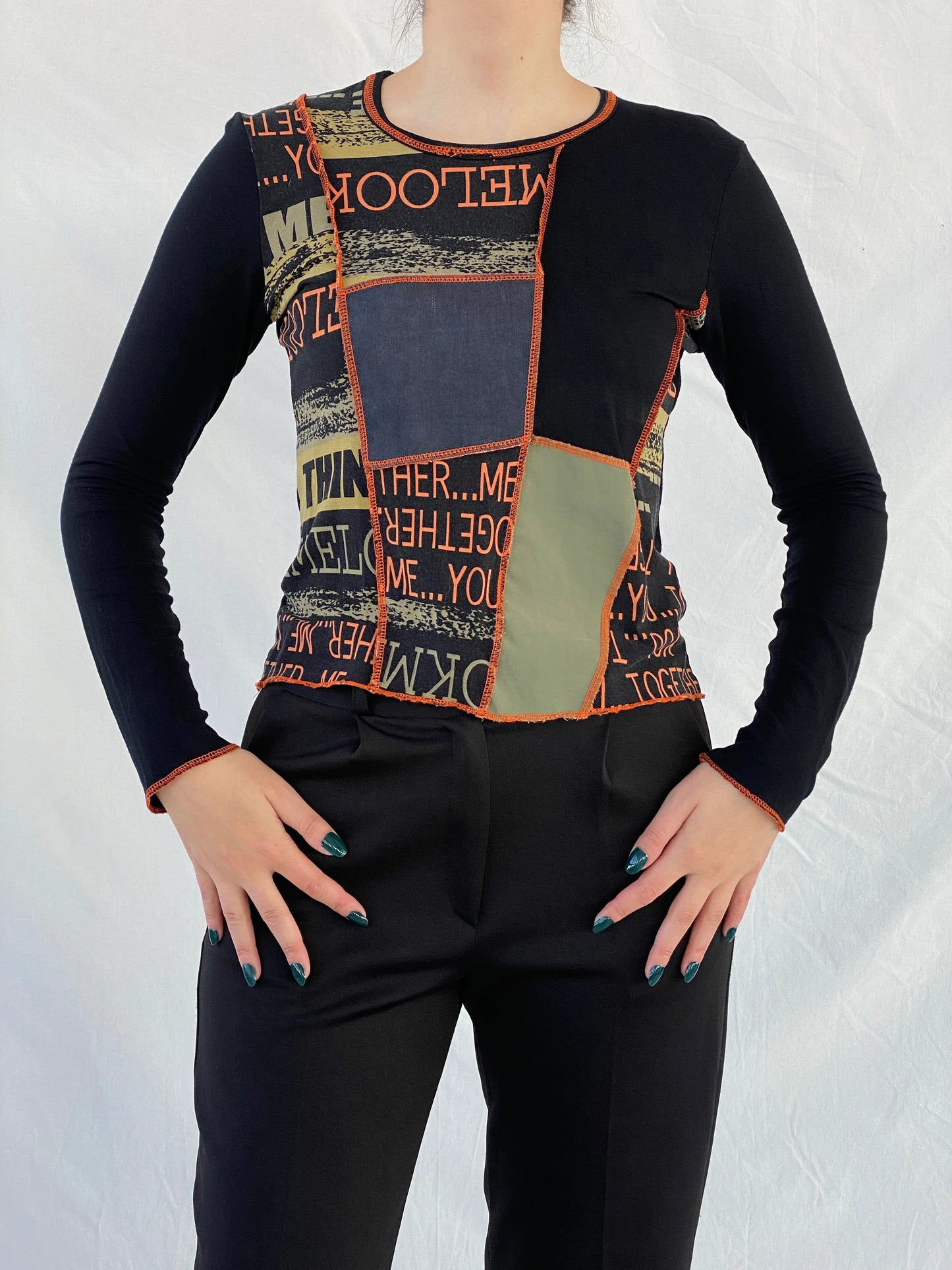 Vintage 90s La Mode Est A Vous Paris Women’s Long Sleeve Graphic Black Top - M - Balagan Vintage Full Sleeve Top 90s, Ayah, graphic, graphic top, winter, women top