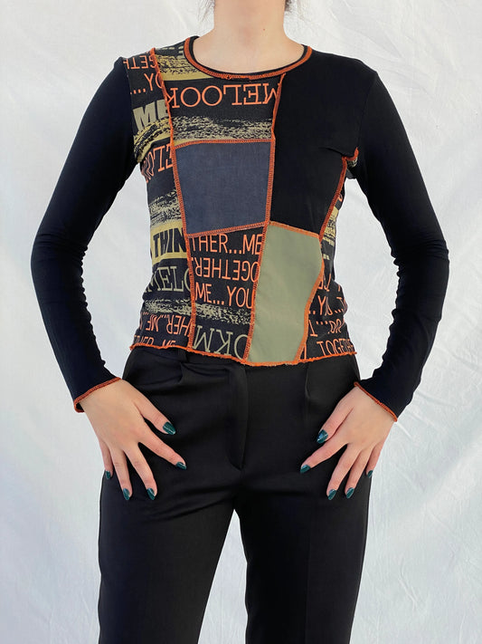 Vintage 90s La Mode Est A Vous Paris Women’s Long Sleeve Graphic Black Top - M - Balagan Vintage Full Sleeve Top 90s, Ayah, graphic, graphic top, winter, women top