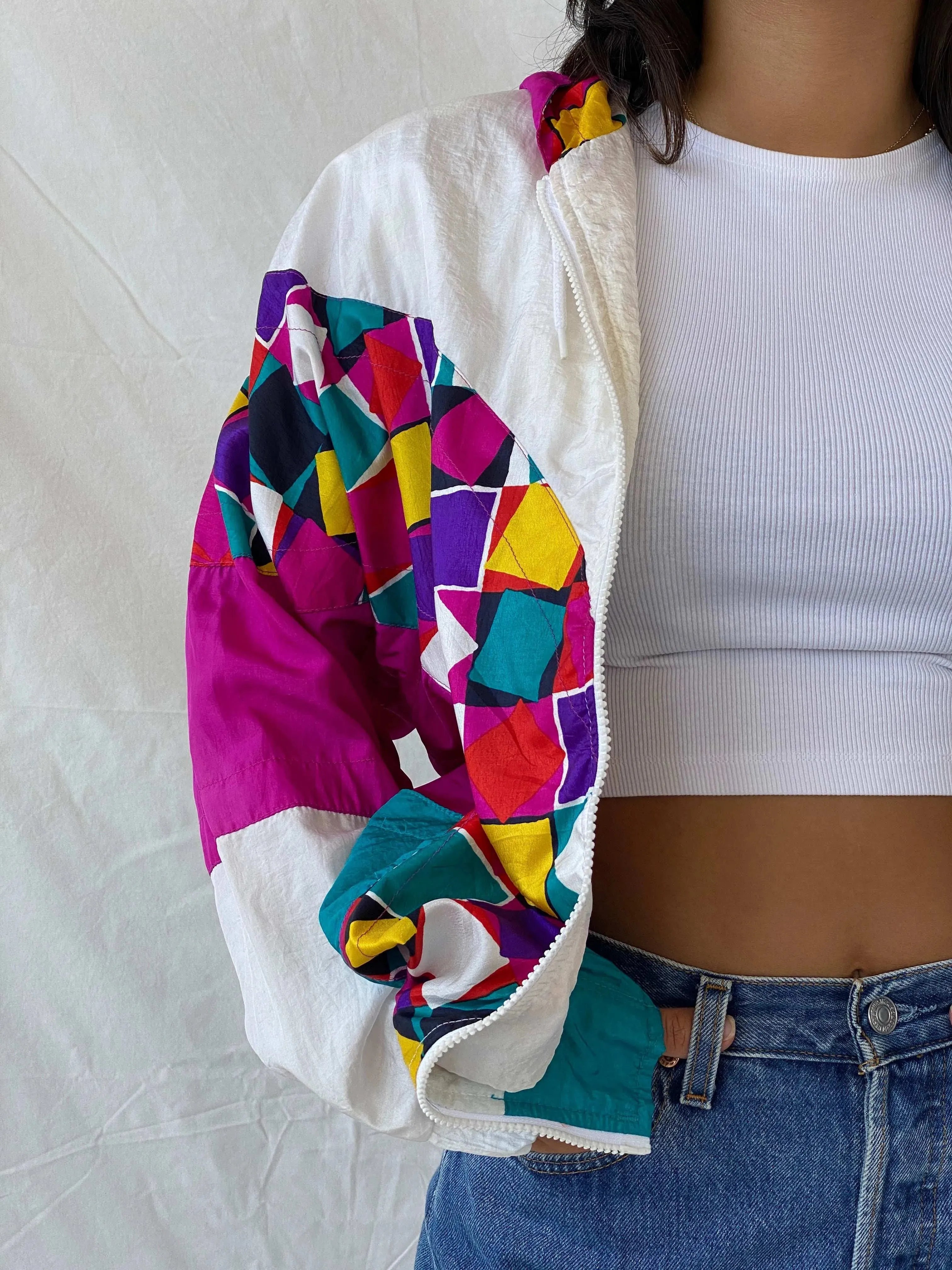 Vintage 90s Lavon Multicolored Windbreaker Jacket - S - Balagan Vintage Windbreaker Jacket 80s, 90s, Coats&Jackets, Lana, vintage windbreaker, windbreaker, windbreaker jacket, winter, Women's Windbreaker Jackets