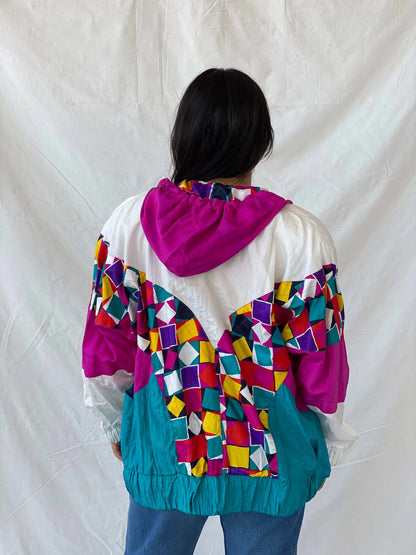Vintage 90s Lavon Multicolored Windbreaker Jacket - S - Balagan Vintage Windbreaker Jacket 80s, 90s, Coats&Jackets, Lana, vintage windbreaker, windbreaker, windbreaker jacket, winter, Women's Windbreaker Jackets