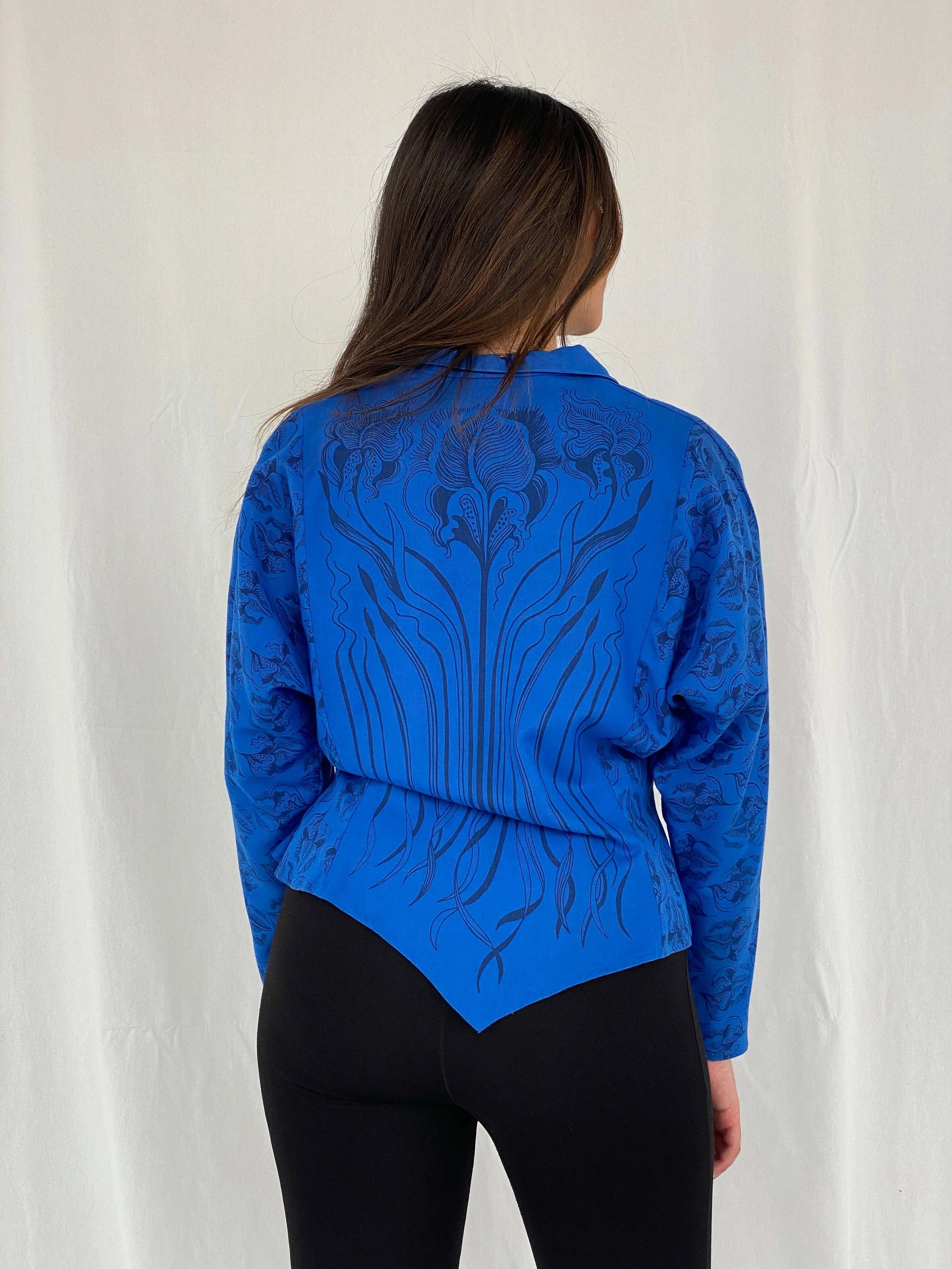 Vintage 90s Lorna Wiles Western Style Blue Shirt Size L - Balagan Vintage Full Sleeve Shirt 00s, cotton shirt, Rama, women shirt