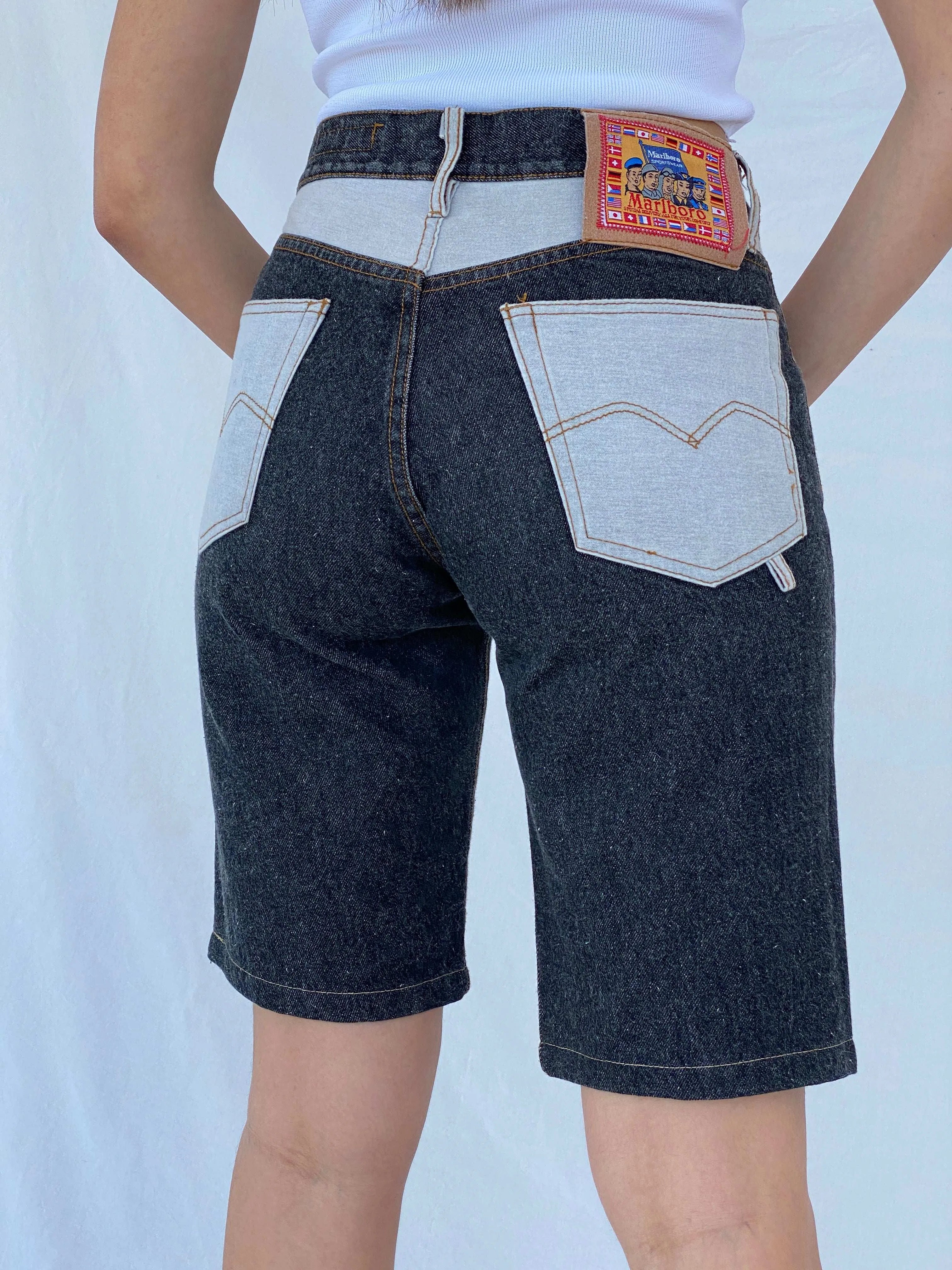 Vintage 90s Marlboro Jeans Reworked Jorts - Balagan Vintage Shorts 90s, Juana, Marlboro classics, shorts, vintage shorts