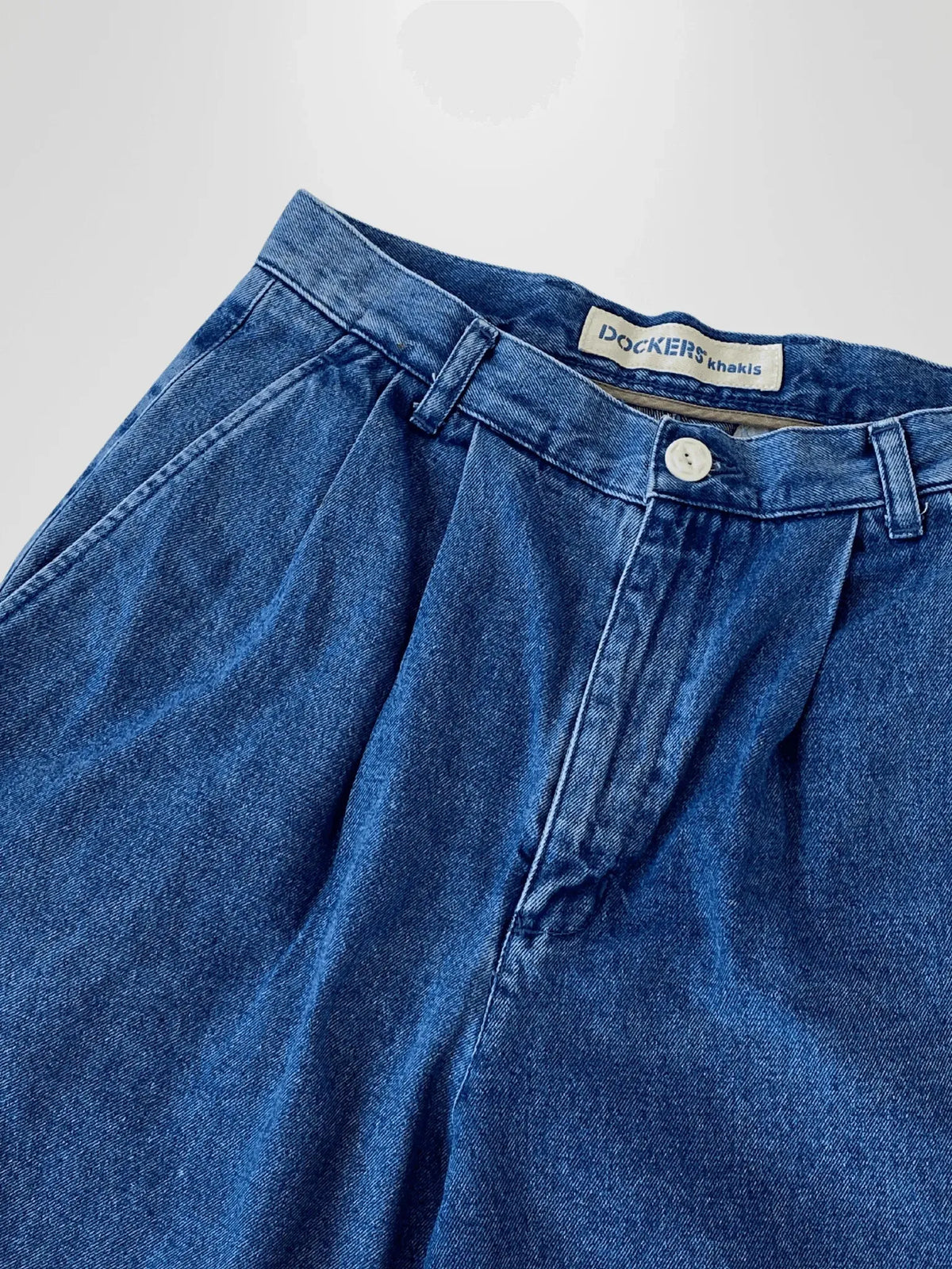 Vintage 90s Men's Dockers Blue Denim Shorts - Cotton Knee-length Jorts
