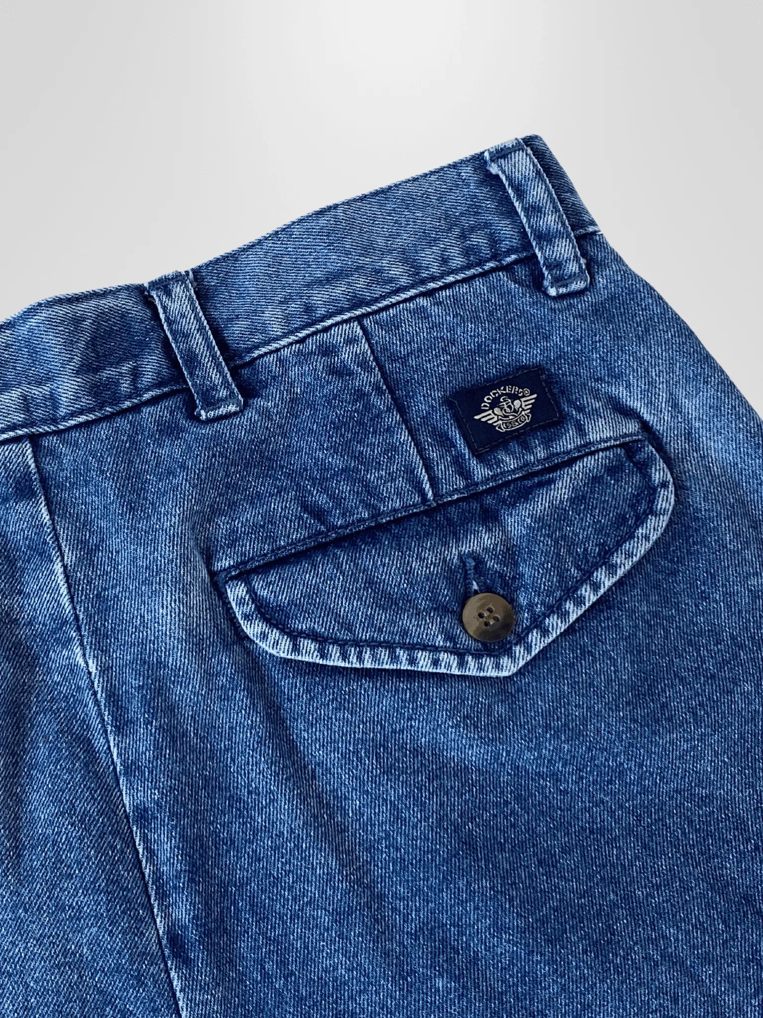 Vintage 90s Men’s Dockers Blue Denim Shorts - 30 - Balagan Vintage Shorts 90s, denim, jeans, shorts
