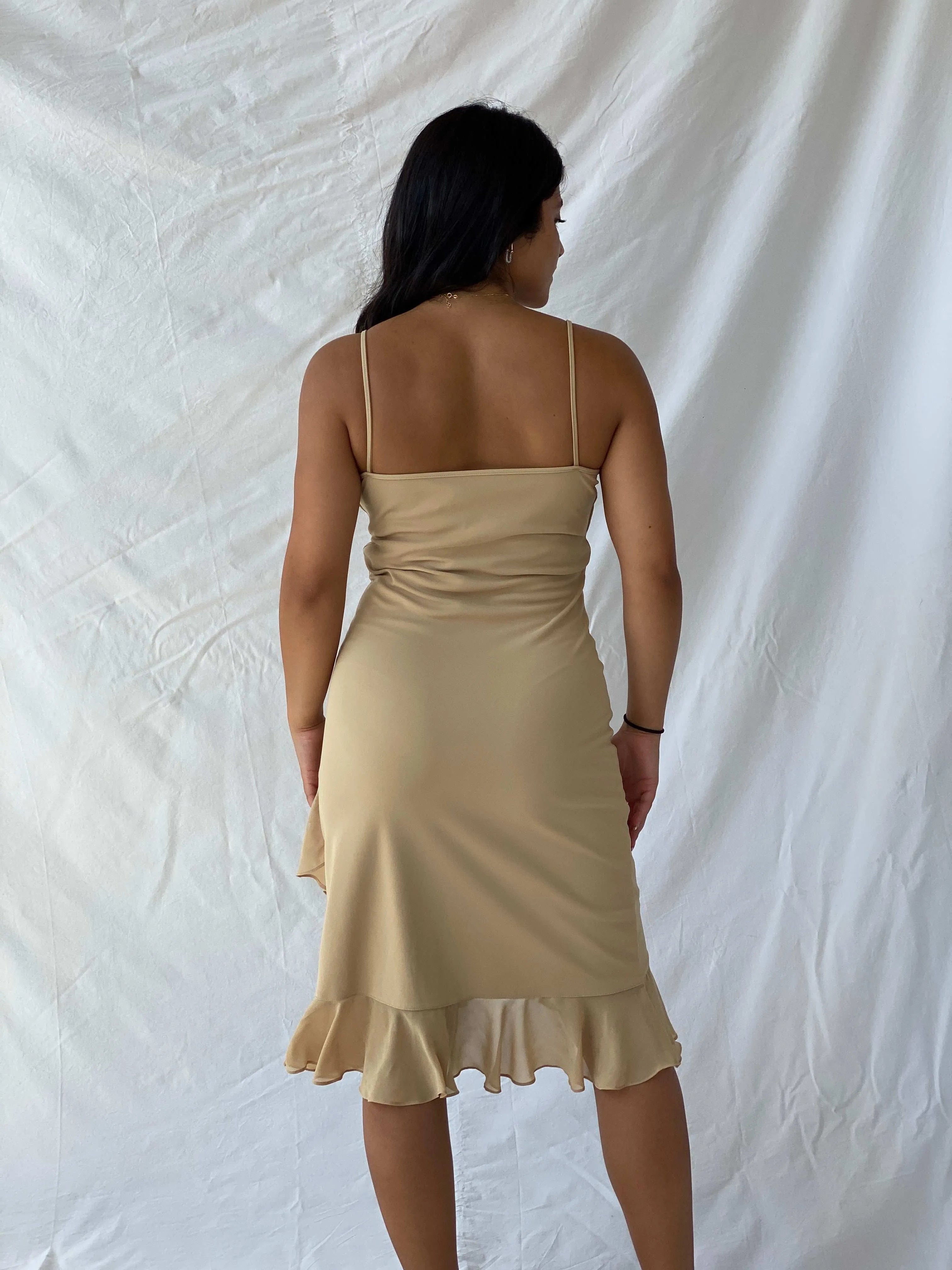 Vintage 90s Muzaffer Collection Midi Dress With Ruffled Hem - M - Balagan Vintage Midi Dress 90s dress, dress, Lana, midi dress, summer, Wedding Guest, womens