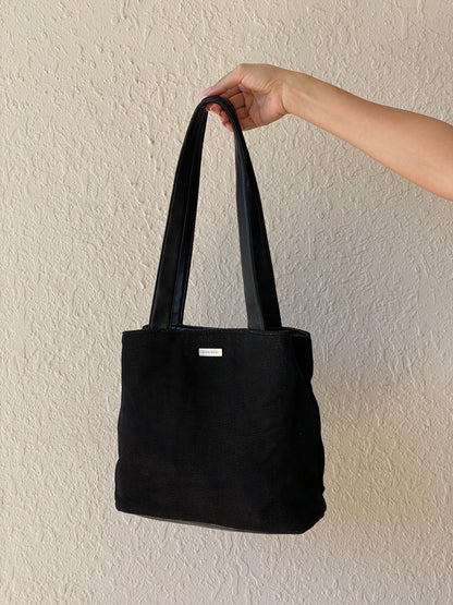 Vintage 90s Nine West Black Canvas Women’s Shoulder Bucket Bag - Balagan Vintage Handbags 00s, 90s, bag, NEW IN, shoulder bag, Y2K