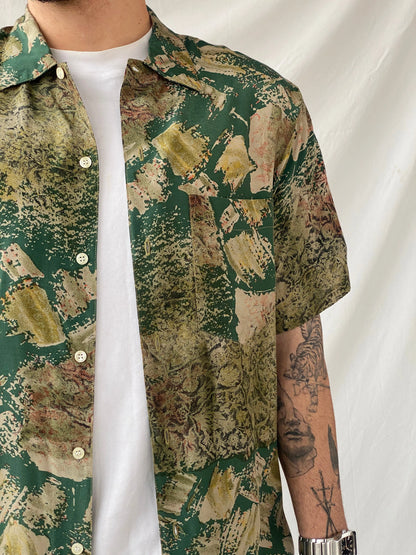 Vintage 90s Oleg Cassini Green Half Sleeve Men‘s Shirt - M - Balagan Vintage Half Sleeve Top 90s, half sleeve shirt, Hamza, mens shirt, winter