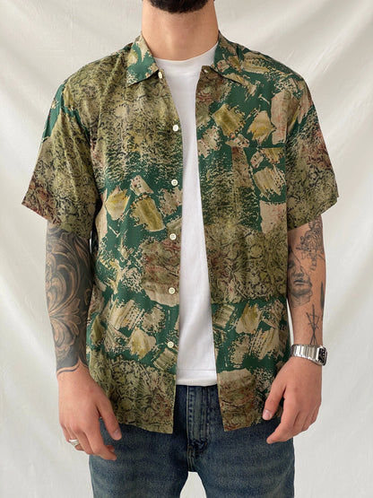 Vintage 90s Oleg Cassini Green Half Sleeve Men‘s Shirt - M - Balagan Vintage Half Sleeve Top 90s, half sleeve shirt, Hamza, mens shirt, winter