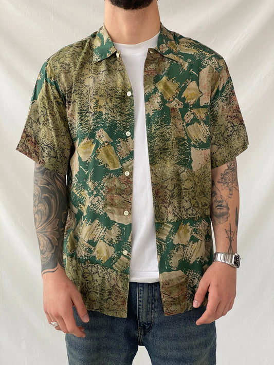 Vintage 90s Oleg Cassini Green Half Sleeve Men‘s Shirt - M - Balagan Vintage Half Sleeve Top 90s, half sleeve shirt, Hamza, mens shirt, winter