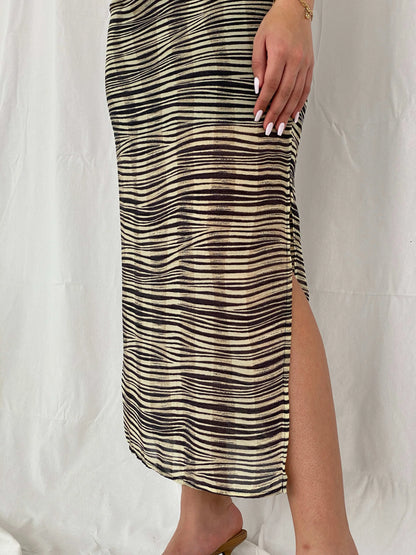 Vintage 90s OMBRALUCE Zebra Print Maxi Sheer Skirt - Size M - Balagan Vintage Maxi Skirt 00s, midi skirt, Rama, women skirt