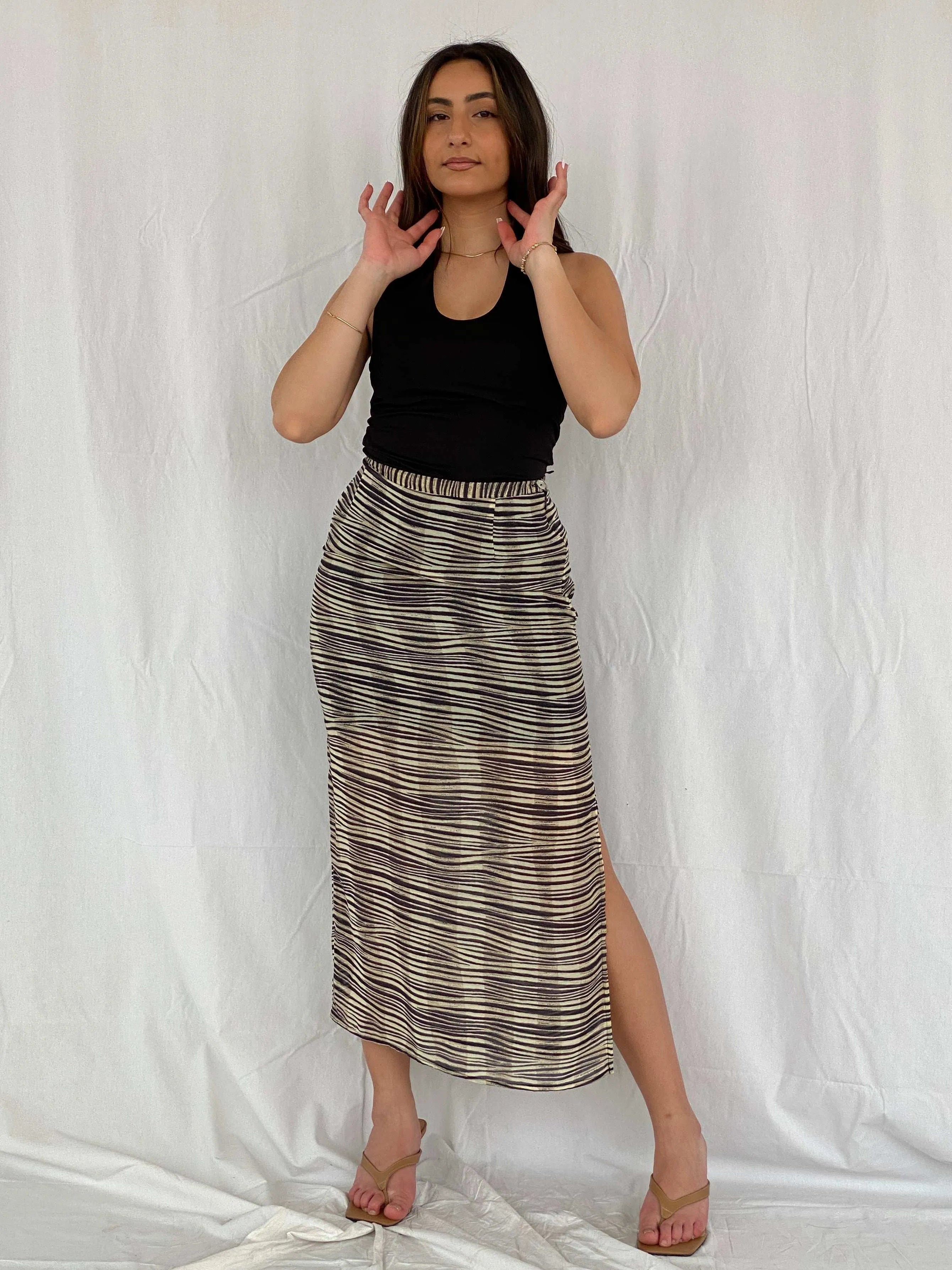 Vintage 90s OMBRALUCE Zebra Print Maxi Sheer Skirt - Size M - Balagan Vintage Maxi Skirt 00s, midi skirt, Rama, women skirt