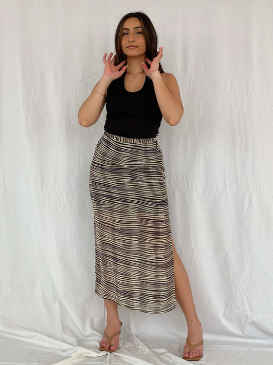 Vintage 90s OMBRALUCE Zebra Print Maxi Sheer Skirt - Size M - Balagan Vintage Maxi Skirt 00s, midi skirt, Rama, women skirt
