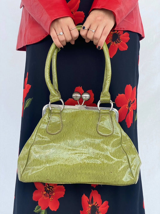 Vintage 90s Per Una Shoulder Bag - Balagan Vintage Shoulder Bag 00s, green, green leather, handbag, shoulder bag