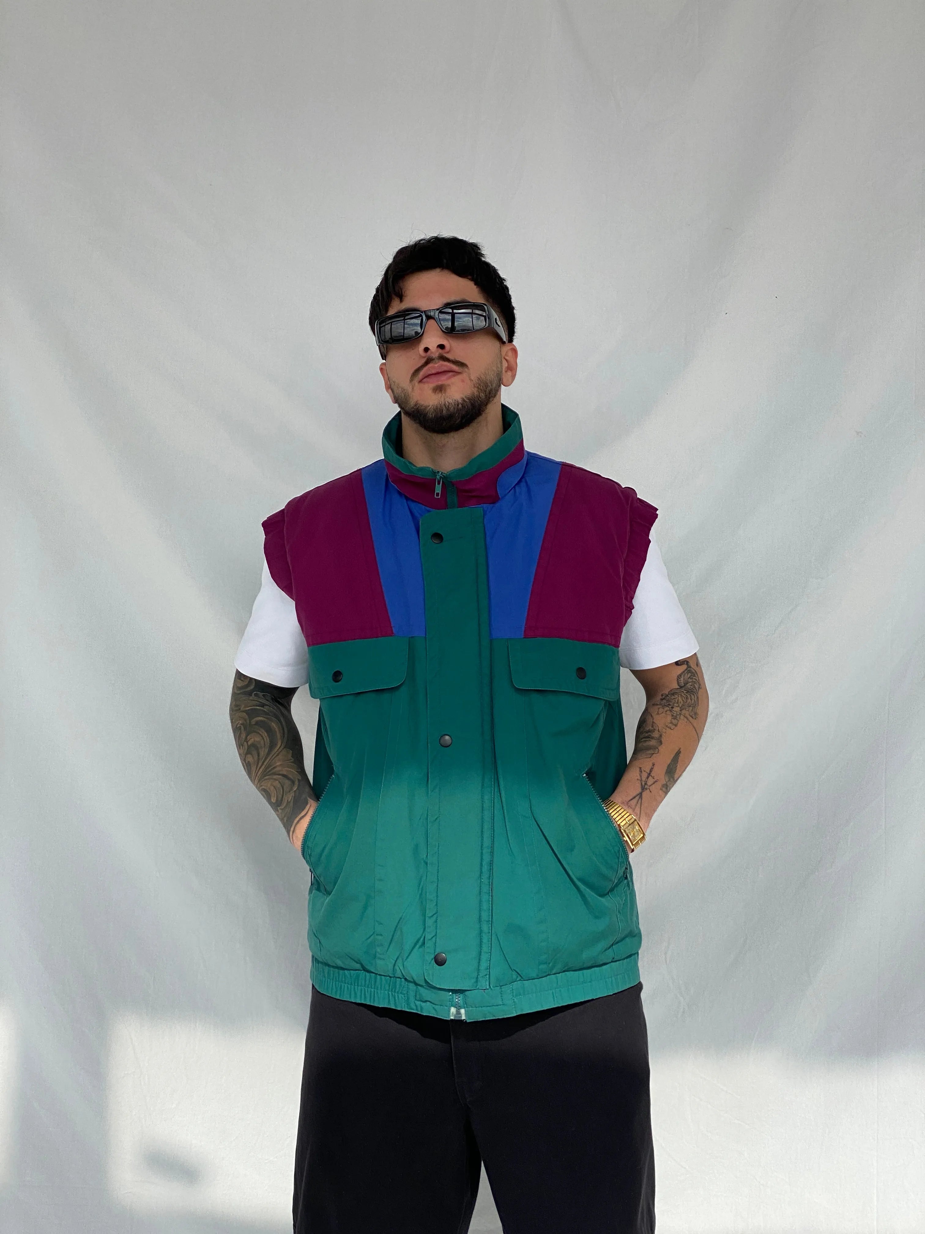 Vintage 90s Regatta Color Block Puffer Men’s Gilet Vest - M - Balagan Vintage Vest 90s, Hamza, men, streetwear, vest, vintage, winter