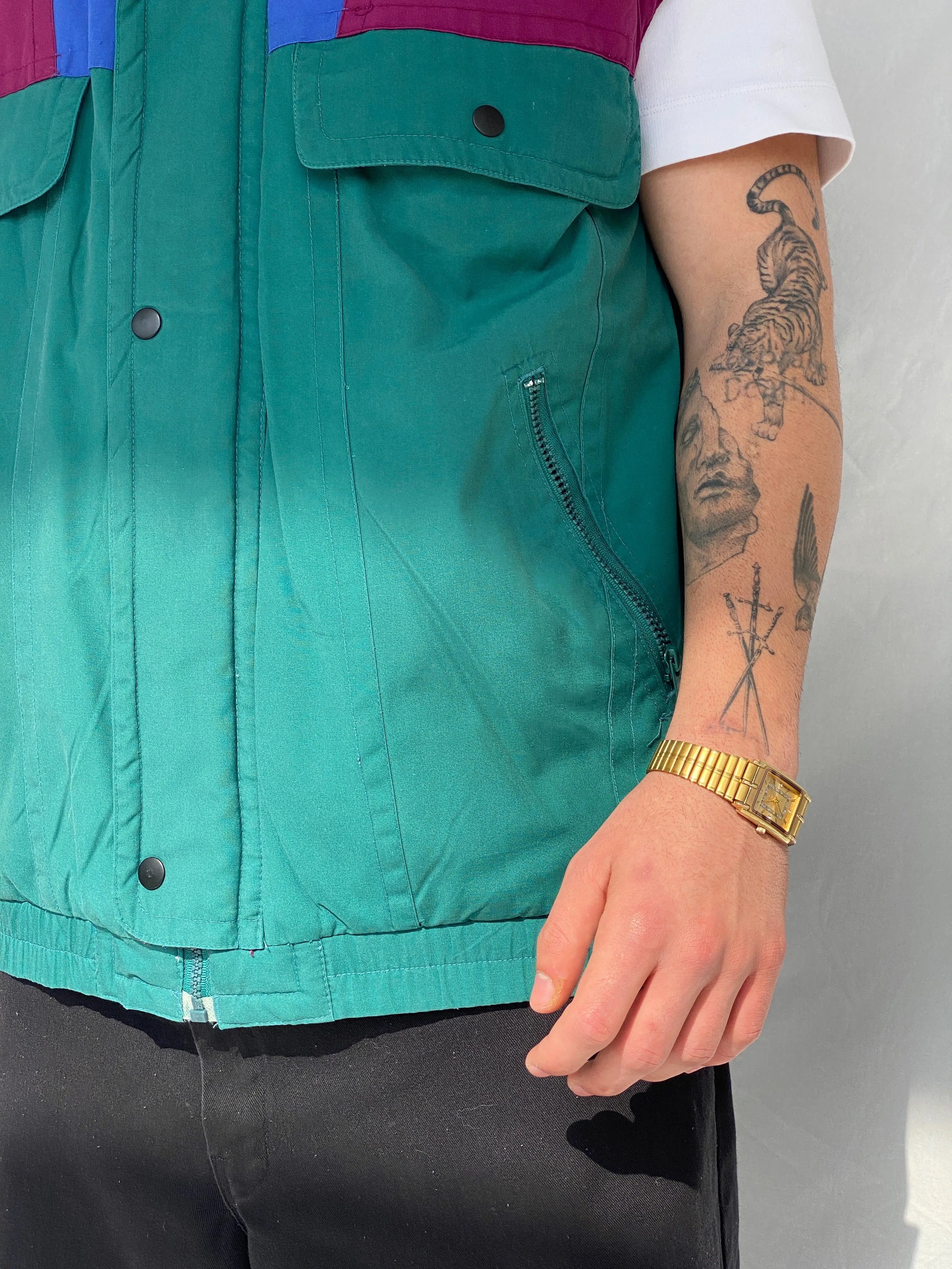 Vintage 90s Regatta Color Block Puffer Men’s Gilet Vest - M - Balagan Vintage Vest 90s, Hamza, men, streetwear, vest, vintage, winter