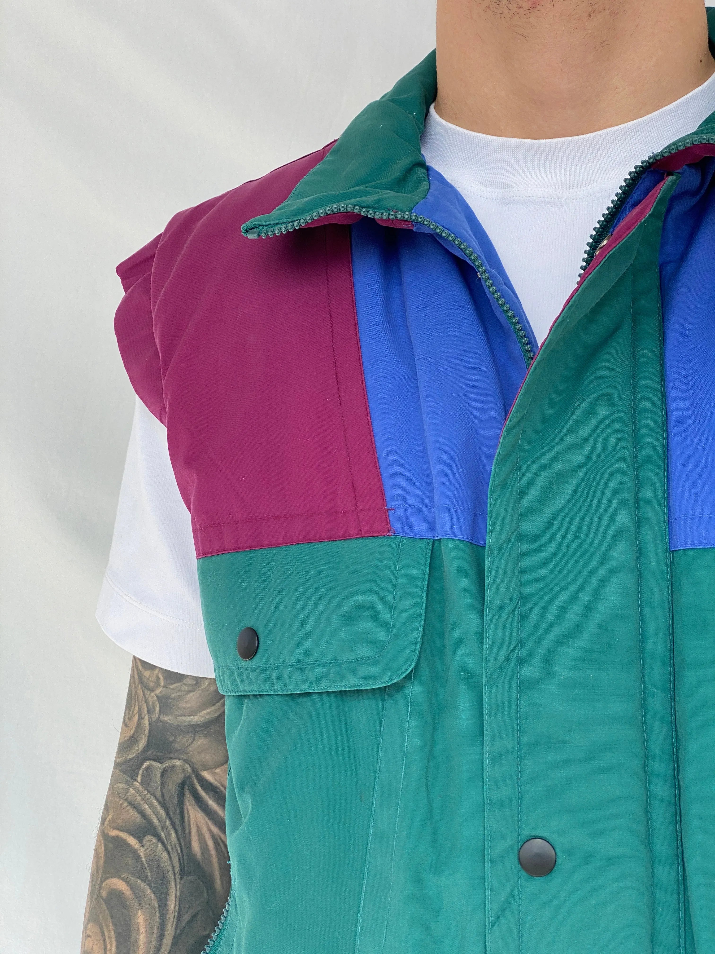 Vintage 90s Regatta Color Block Puffer Men’s Gilet Vest - M - Balagan Vintage Vest 90s, Hamza, men, streetwear, vest, vintage, winter