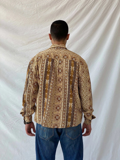 Vintage 90s RG Club Neutral Tone Full Sleeve Shirt - L - Balagan Vintage Full sleeve Shirt 90s, full sleeve shirt, mens shirt, printed shirt, Ramez