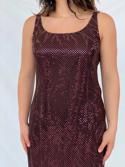 Vintage 90s Sequined Mesh Party Dress Set - Size L - Balagan Vintage Midi Dress 90s, 90s dress, dress, Lana, vintage dress