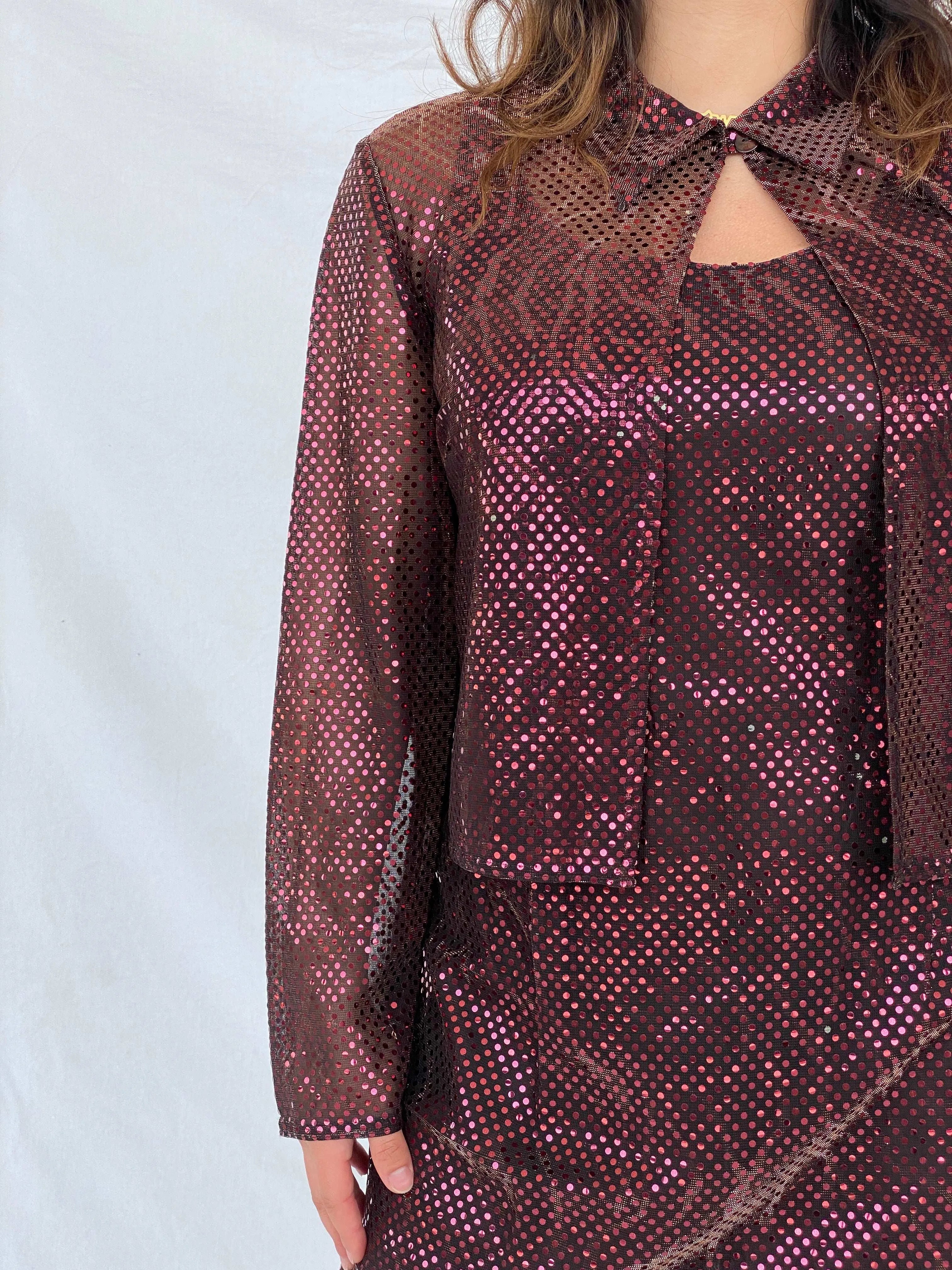 Vintage 90s Sequined Mesh Party Dress Set - Size L - Balagan Vintage Midi Dress 90s, 90s dress, dress, Lana, vintage dress
