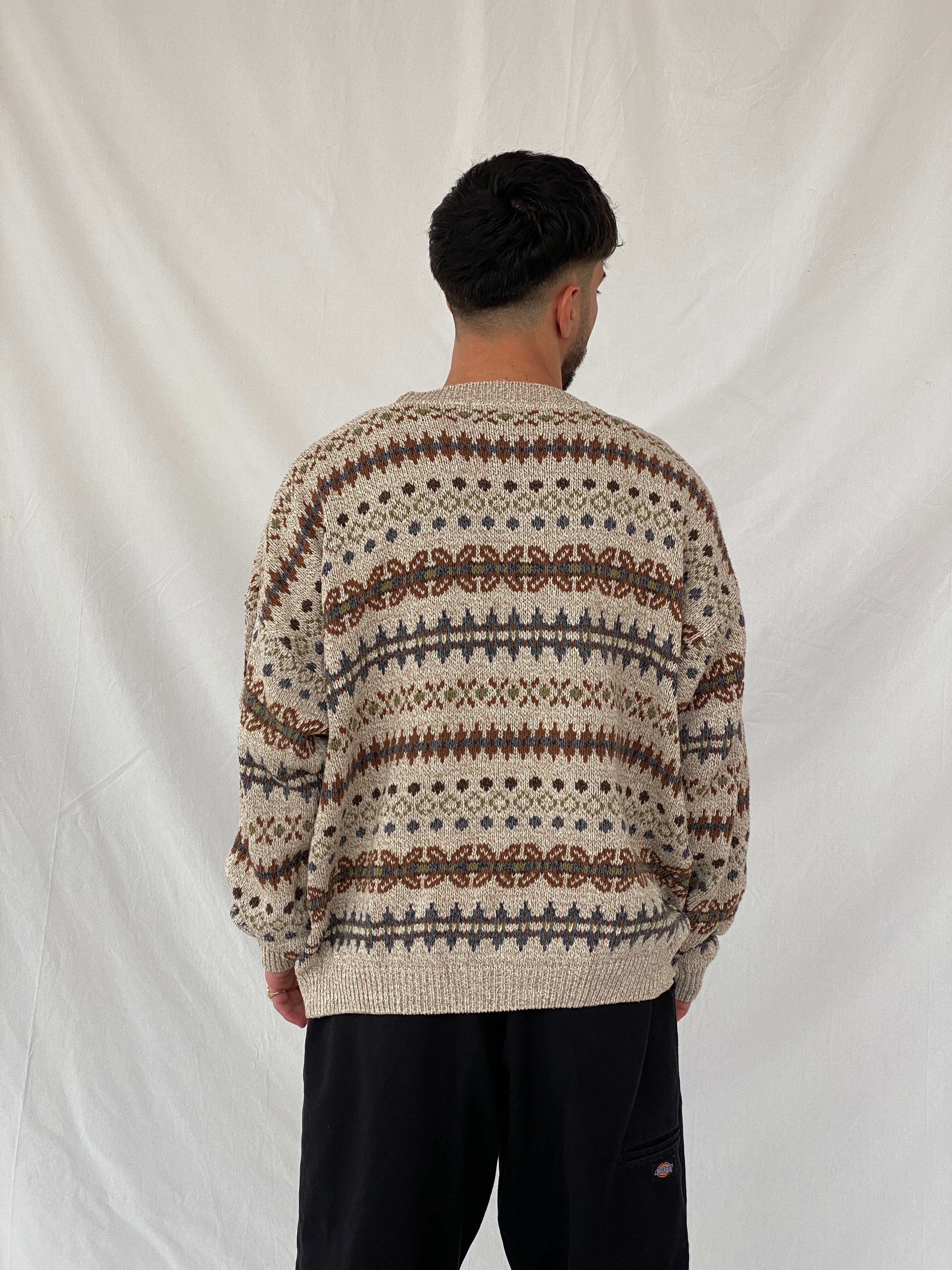 Vintage 90s St. John’s Bay Men’s Cream Western Patterned Knitted Sweater - 3XL - Balagan Vintage Sweater 90s, Hamza, knitted sweater, NEW IN, sweater, winter